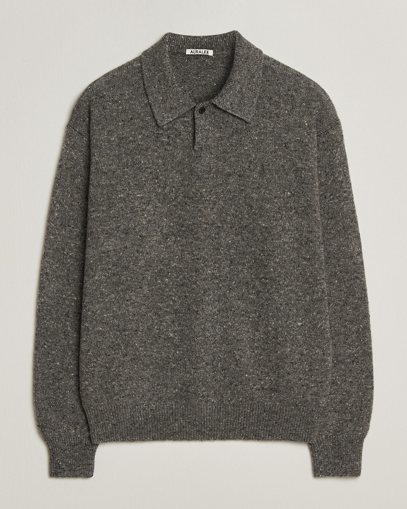 Uomini | Maglieria | Auralee | Cashmere Nep Knit Polo Mix Gray