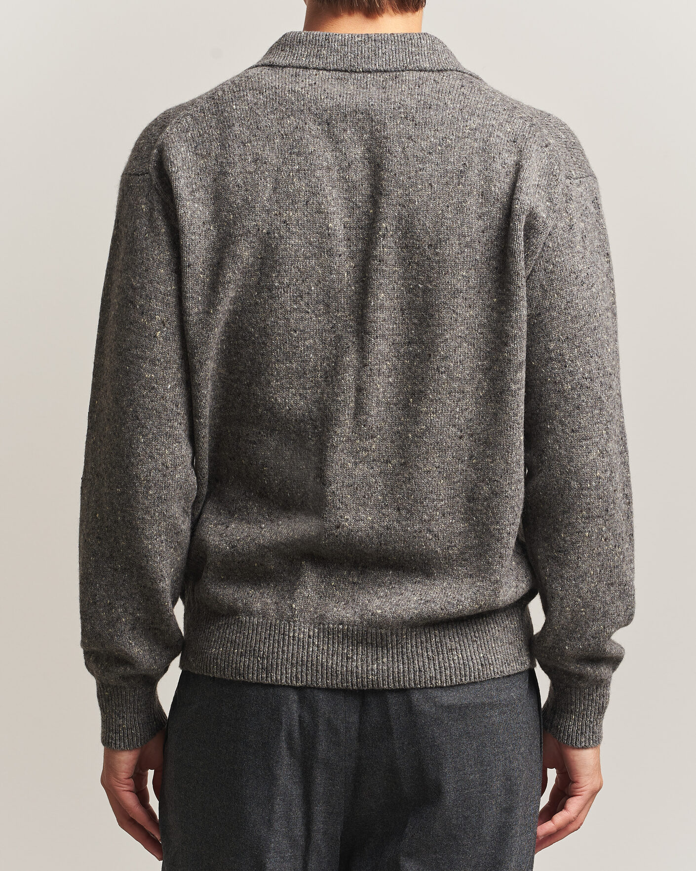 Uomini | Maglieria | Auralee | Cashmere Nep Knit Polo Mix Gray