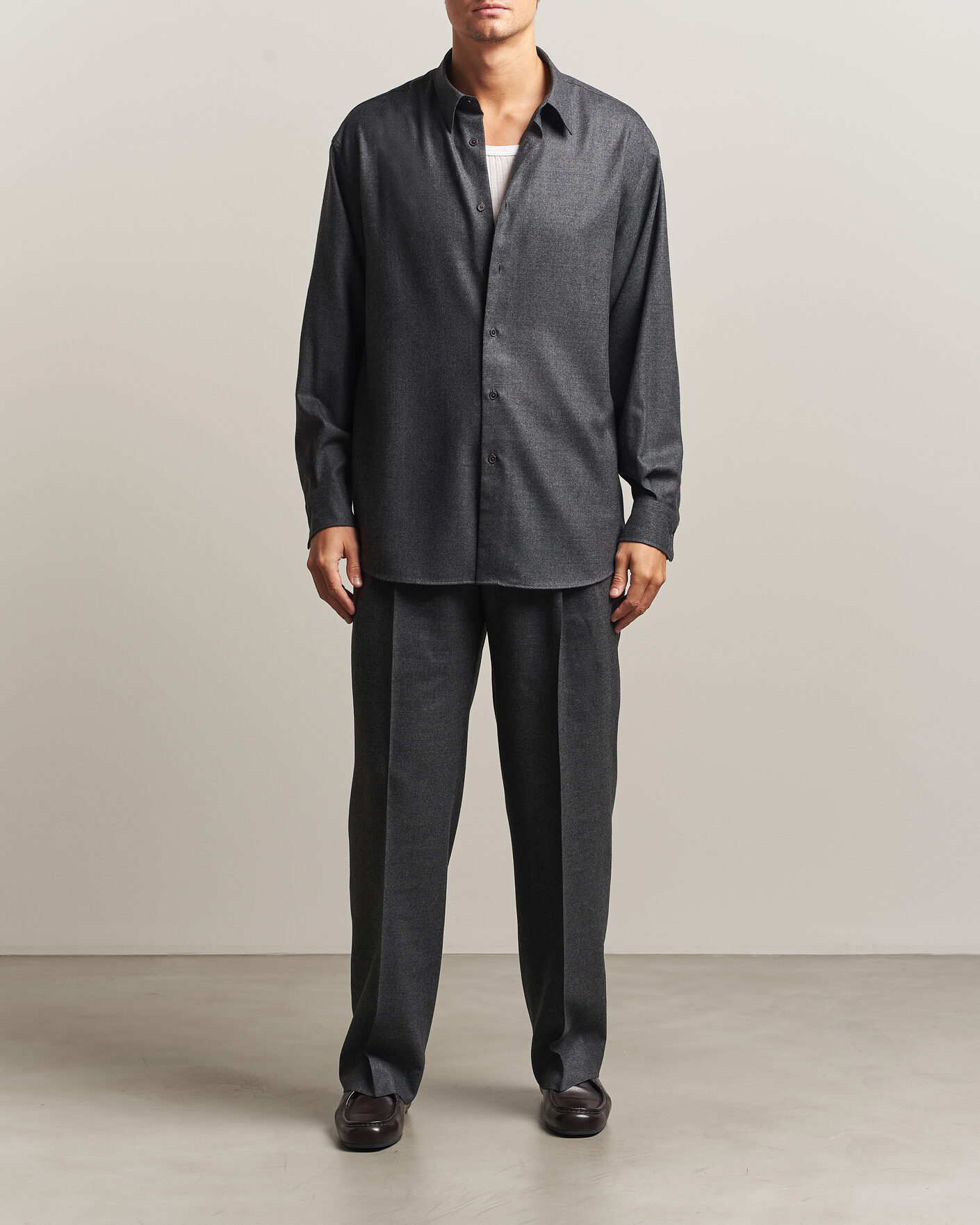 Uomini | Camicie | Auralee | Super Light Wool Shirt Charcoal