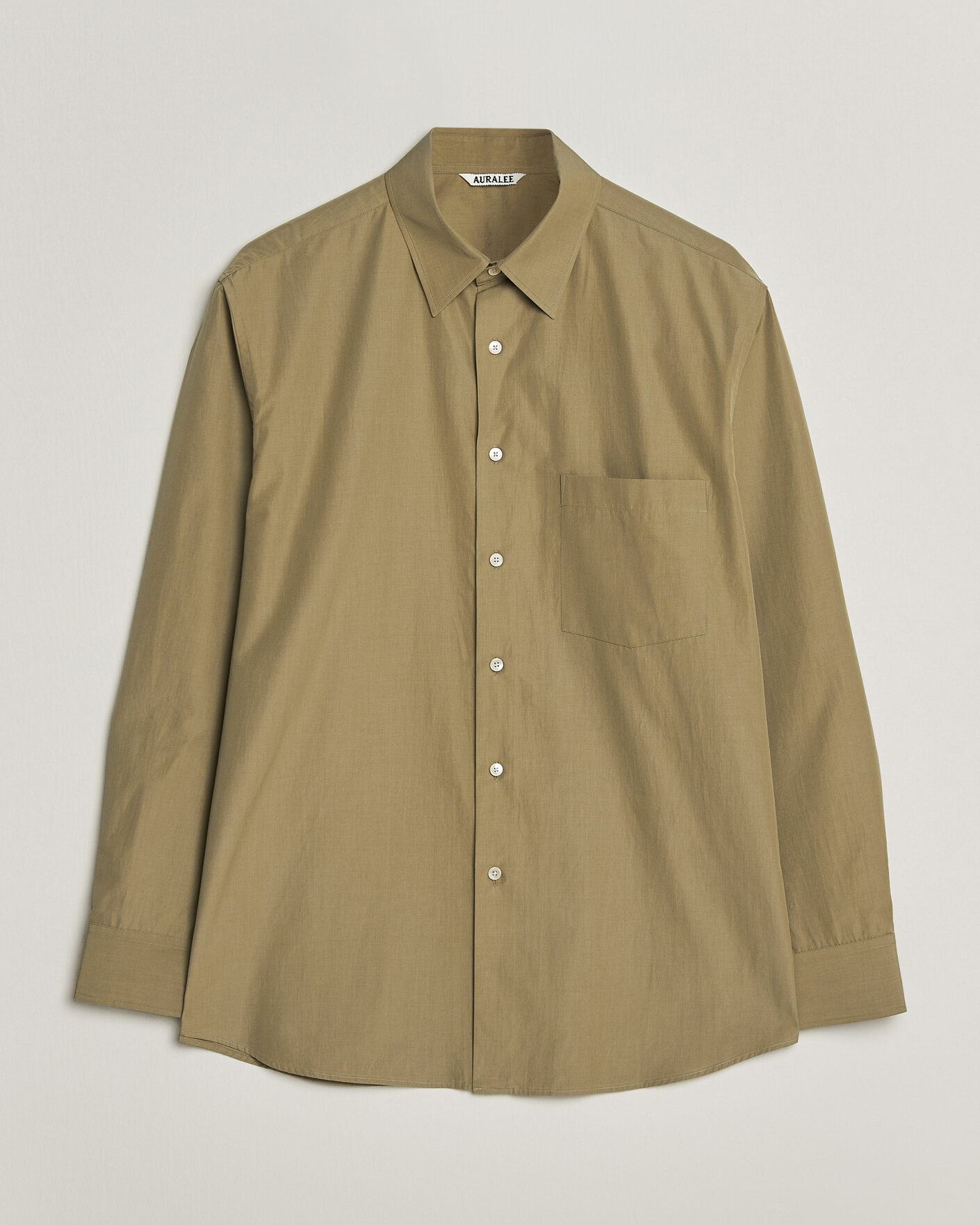Uomini | Camicie | Auralee | Finx Light Weather Chambray Shirt Olive Brown