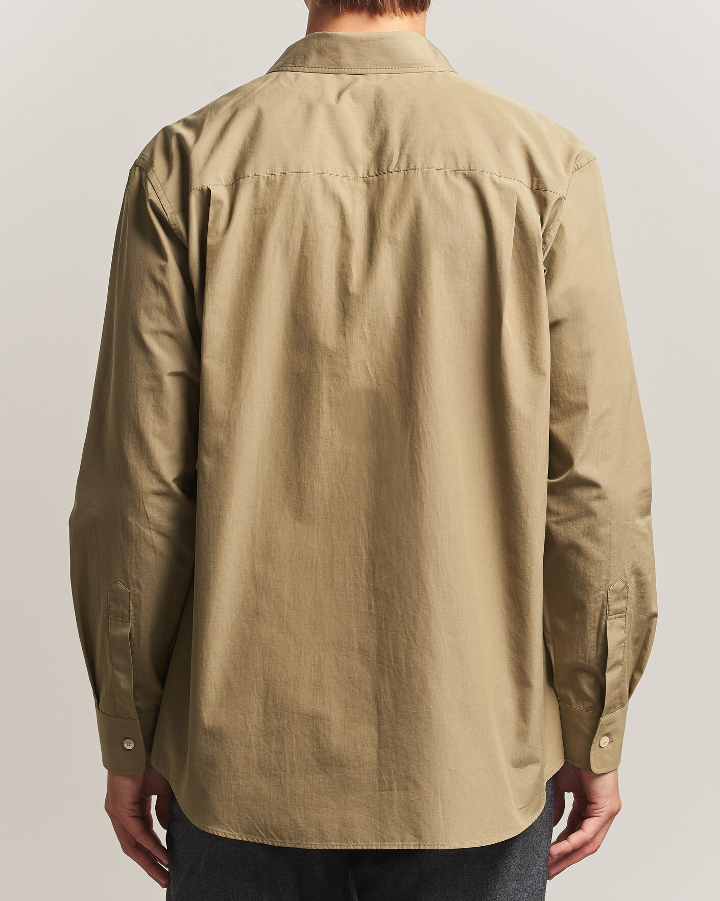 Uomini | Camicie | Auralee | Finx Light Weather Chambray Shirt Olive Brown