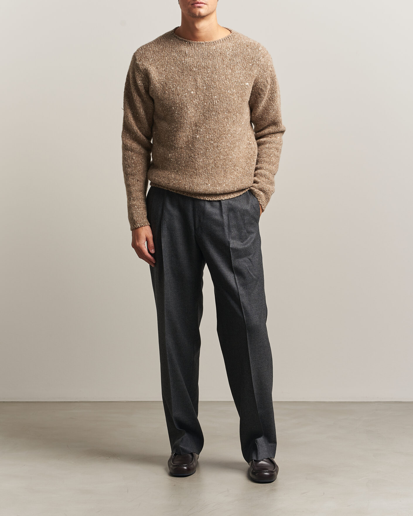 Uomini | Maglieria | Auralee | Homespun Tweed Knit Pullover Top Brown