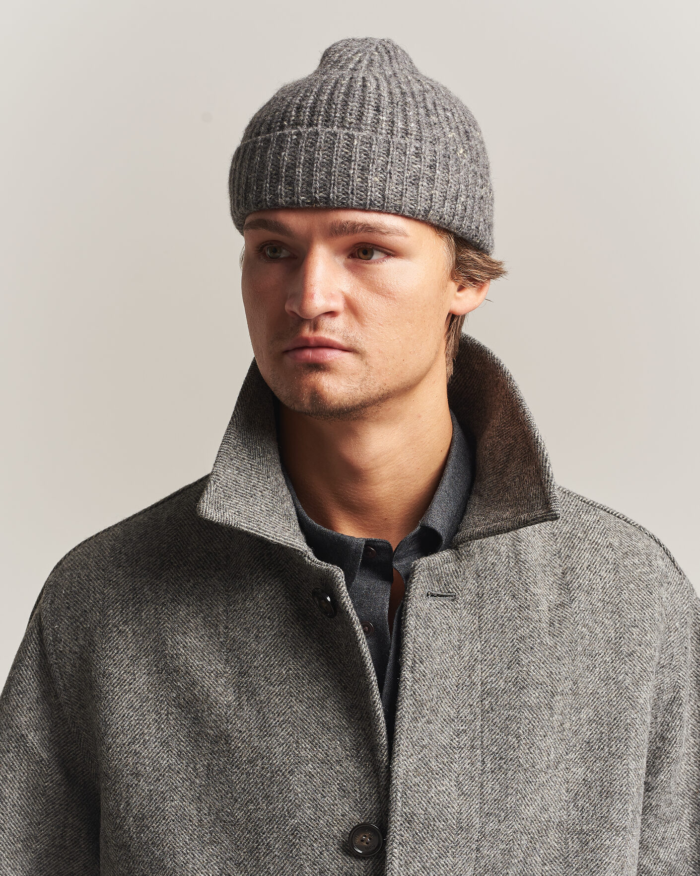 Uomini | Berretti | Auralee | Cashmere Nep Knit Cap Mix Gray