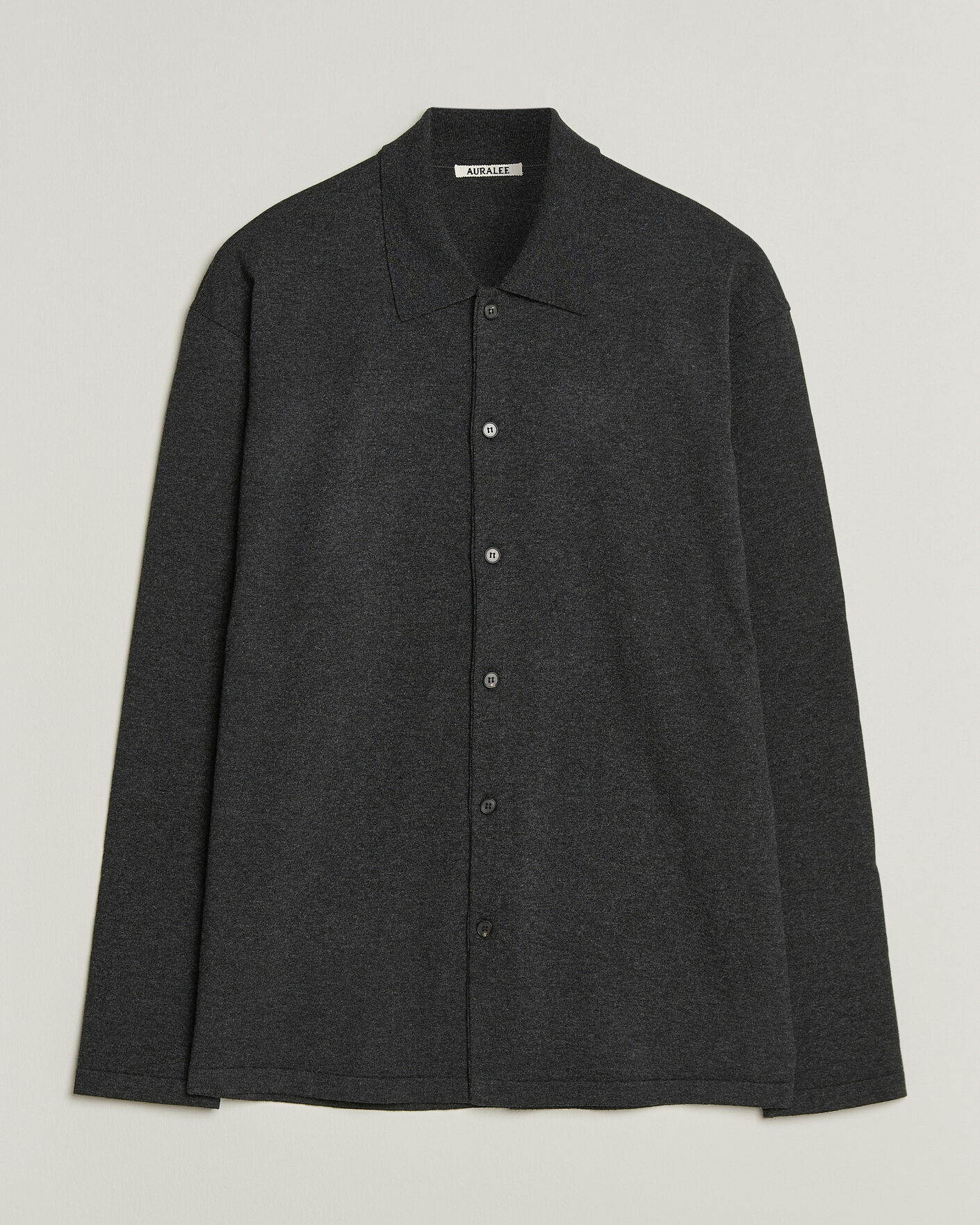 Uomini | Maglieria | Auralee | High Twist Wool Knit Shirt Cardigan Charcoal