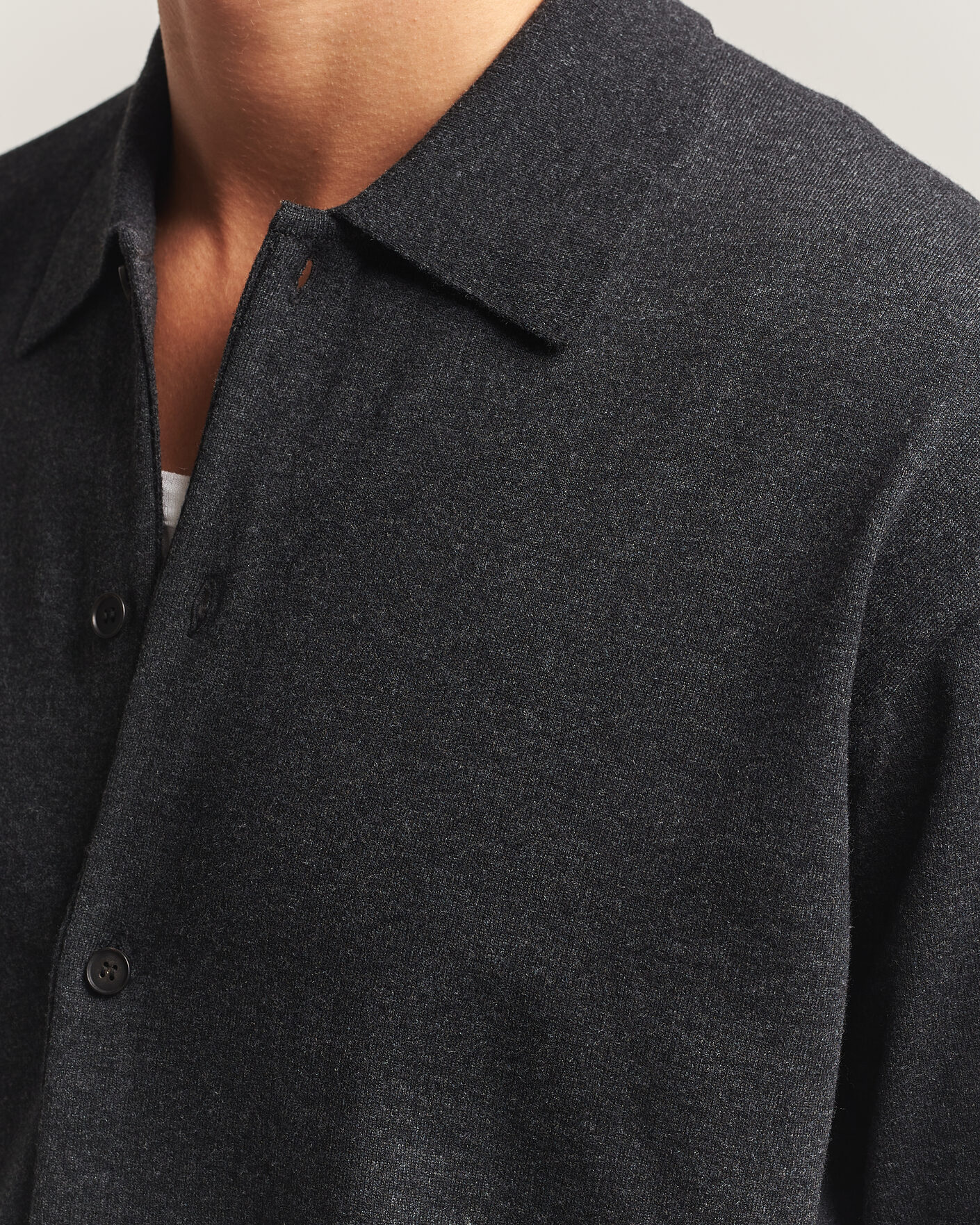 Uomini | Maglieria | Auralee | High Twist Wool Knit Shirt Cardigan Charcoal