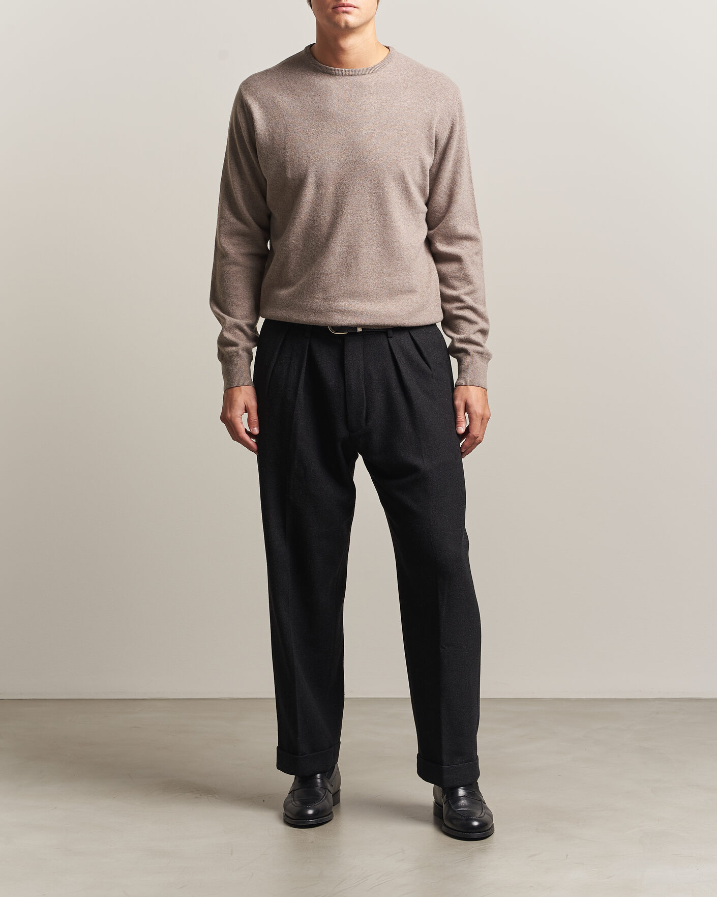 Uomini | Maglieria | Morgano | Wool/Cashmere Crewneck Walnut