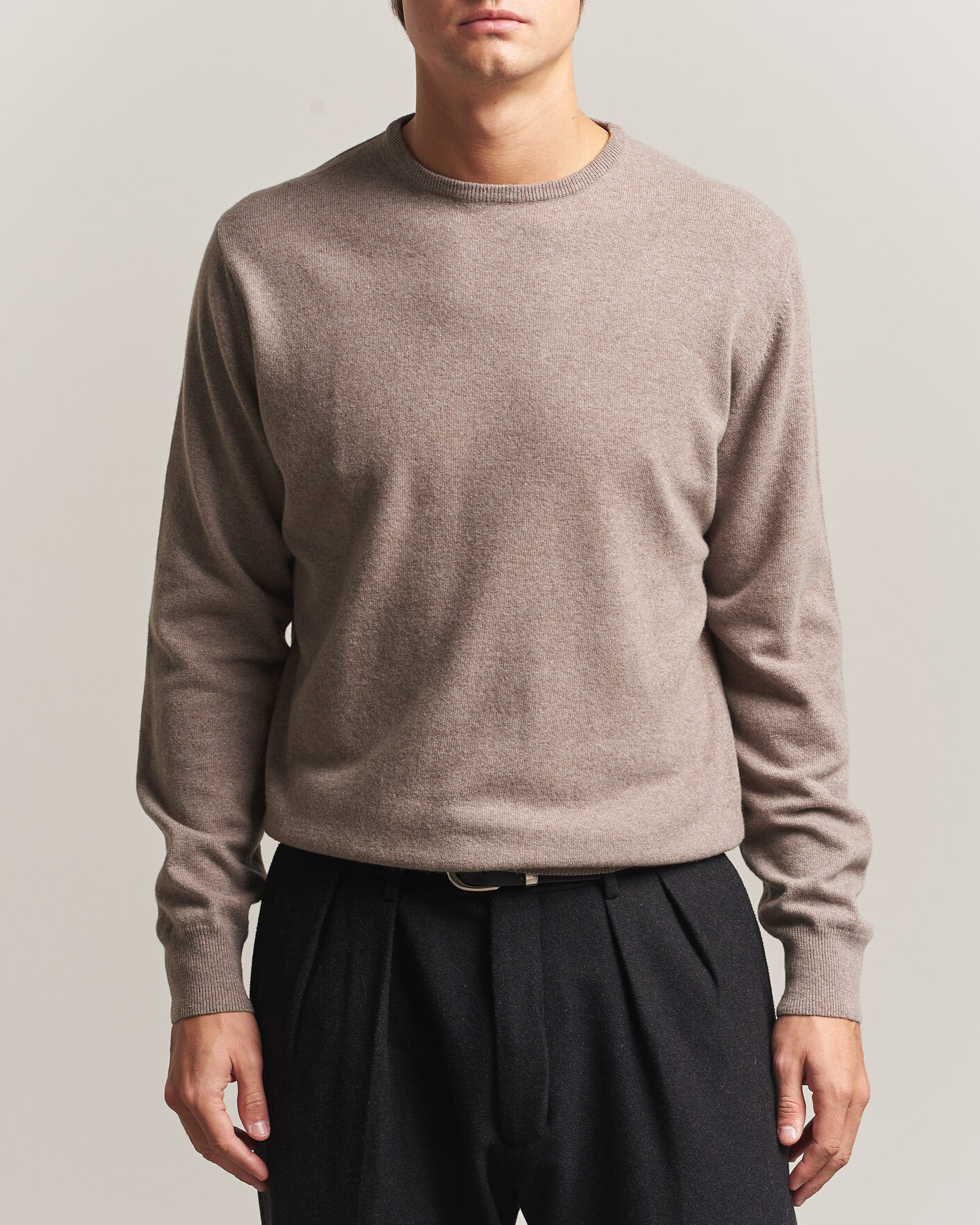 Uomini | Maglieria | Morgano | Wool/Cashmere Crewneck Walnut