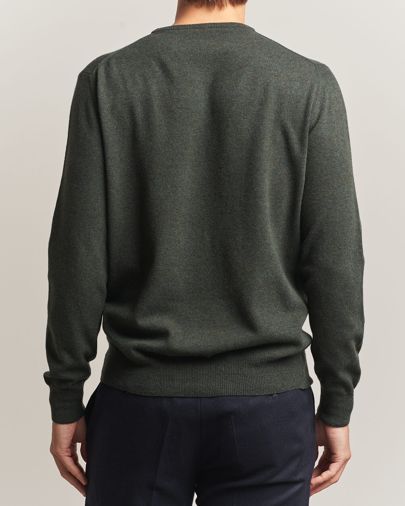 Uomini | Maglieria | Morgano | Wool/Cashmere Crewneck Dark Green