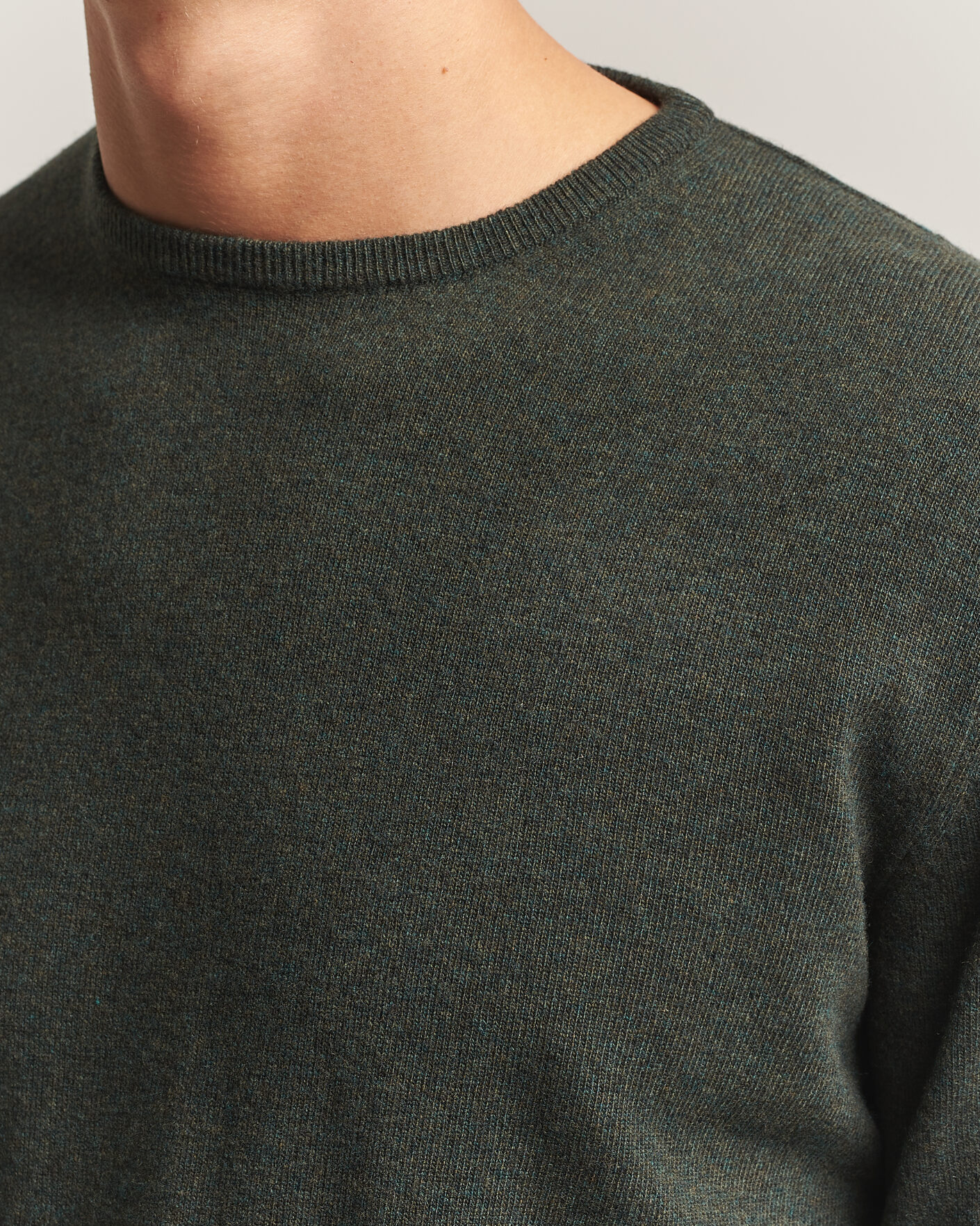 Uomini | Maglieria | Morgano | Wool/Cashmere Crewneck Dark Green