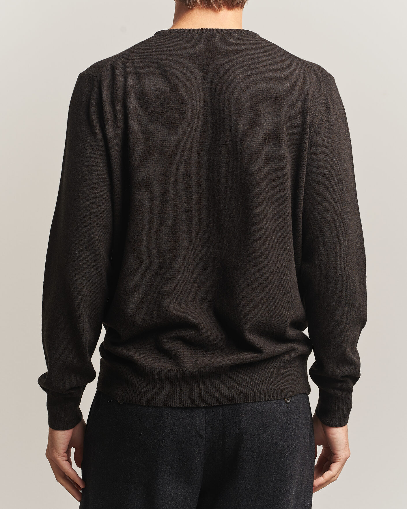 Uomini | Maglieria | Morgano | Wool/Cashmere Crewneck Dark Brown