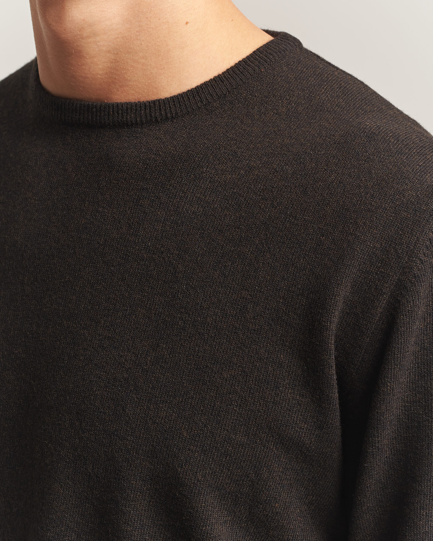 Uomini | Maglieria | Morgano | Wool/Cashmere Crewneck Dark Brown