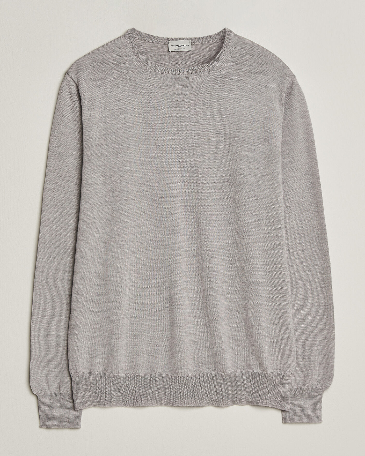 Uomini | Maglieria | Morgano | Extra Fine Merino Wool Crewneck Light Grey