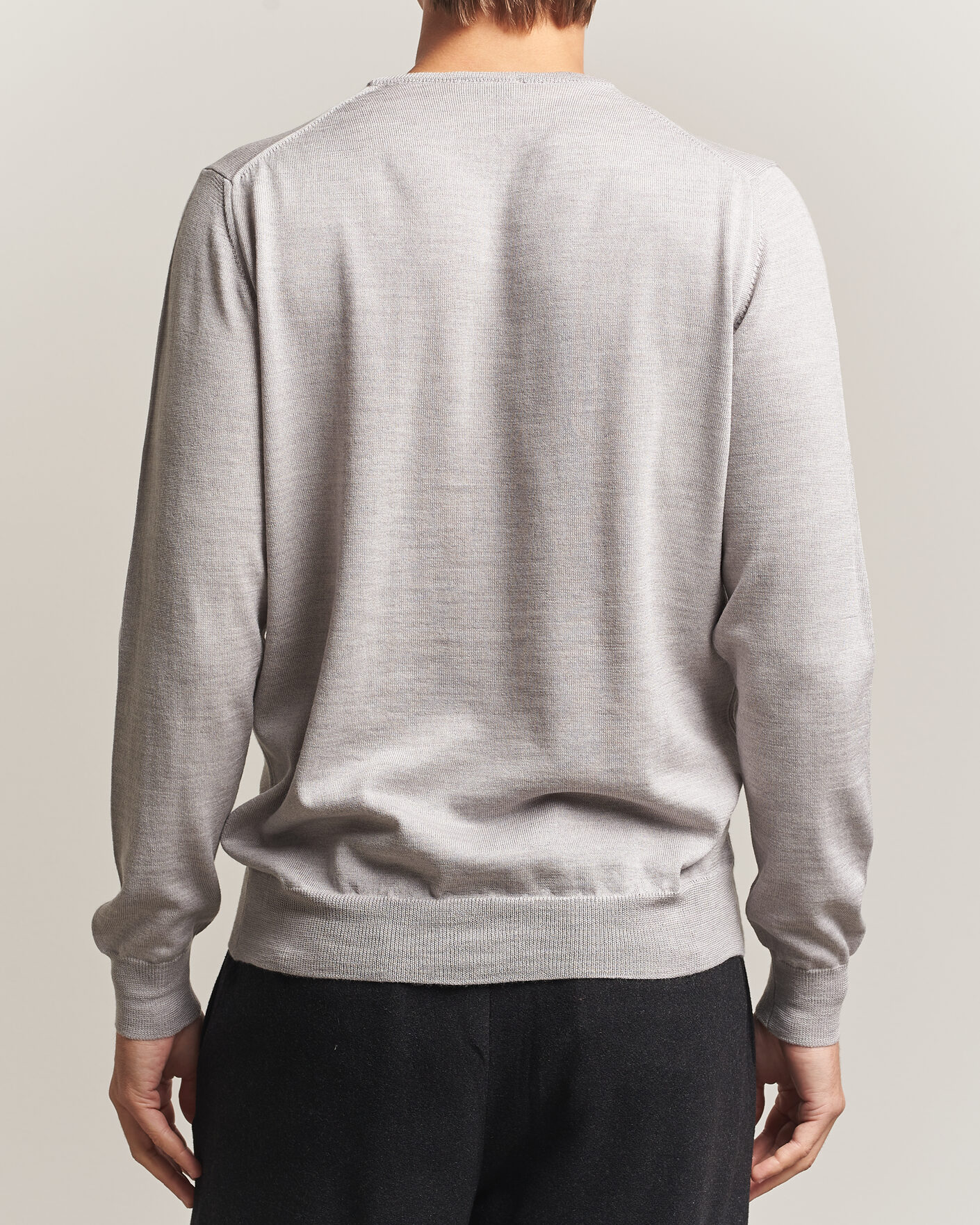 Uomini | Maglieria | Morgano | Extra Fine Merino Wool Crewneck Light Grey