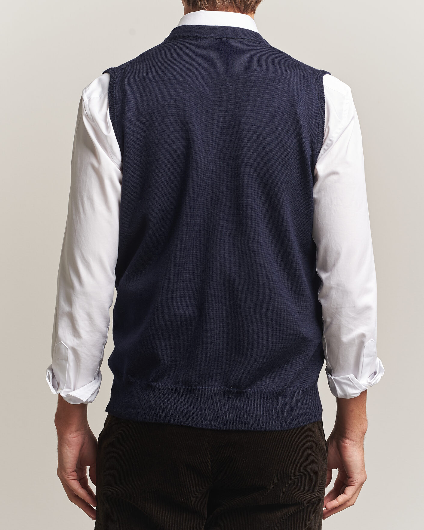Uomini | Maglieria | Morgano | Extra Fine Merino Wool Sleevles Cardigan Vest Navy