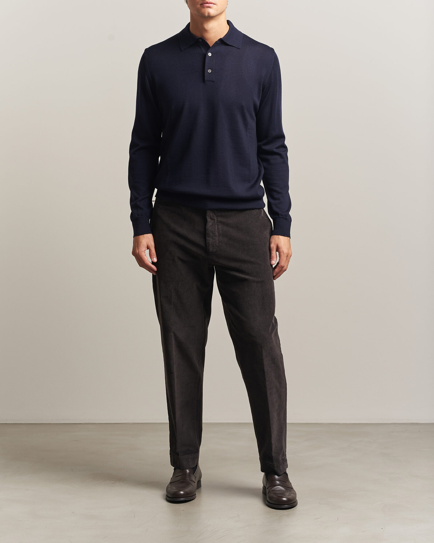 Uomini | Maglieria | Morgano | Extra Fine Merino Wool Polo Navy
