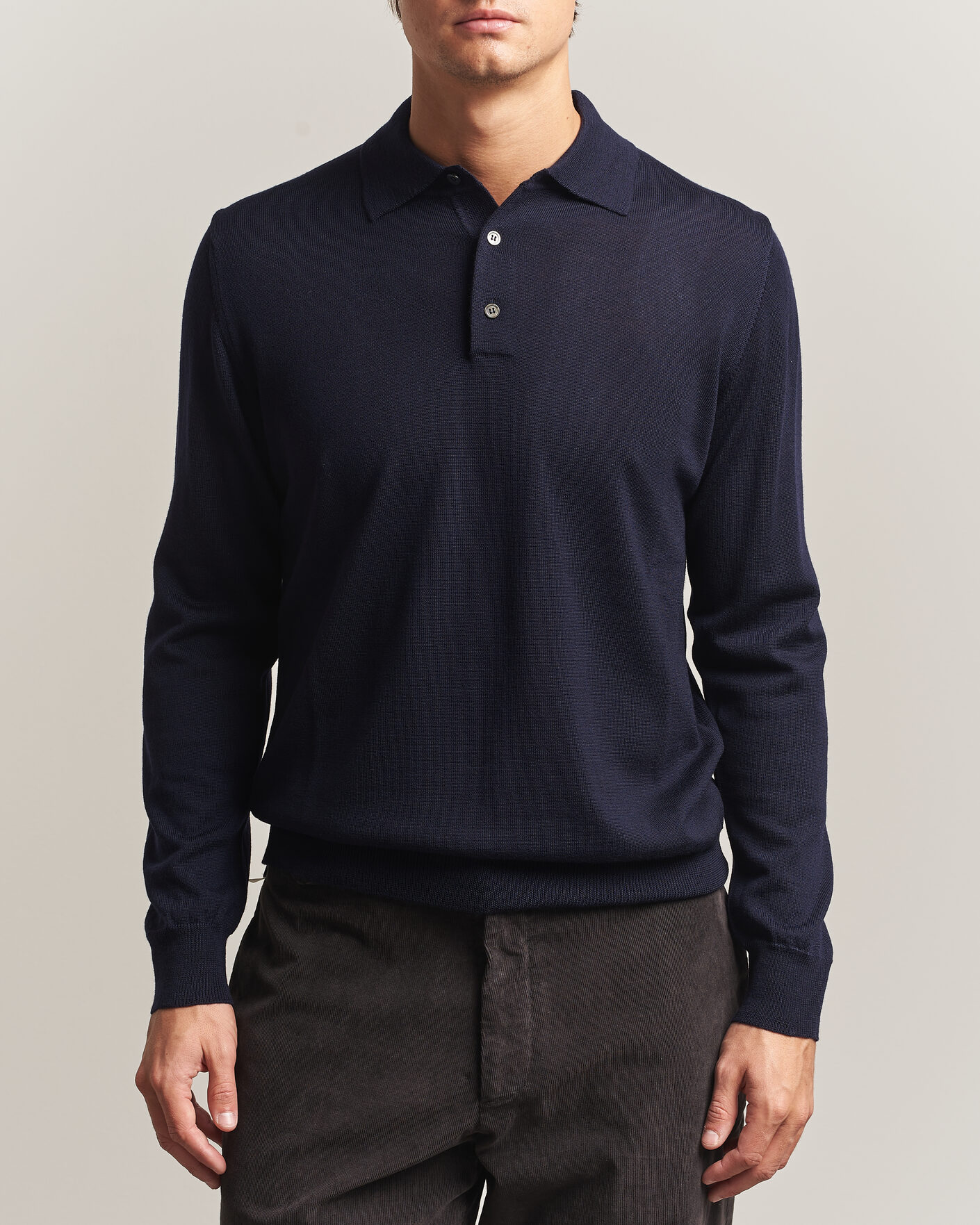Uomini | Maglieria | Morgano | Extra Fine Merino Wool Polo Navy
