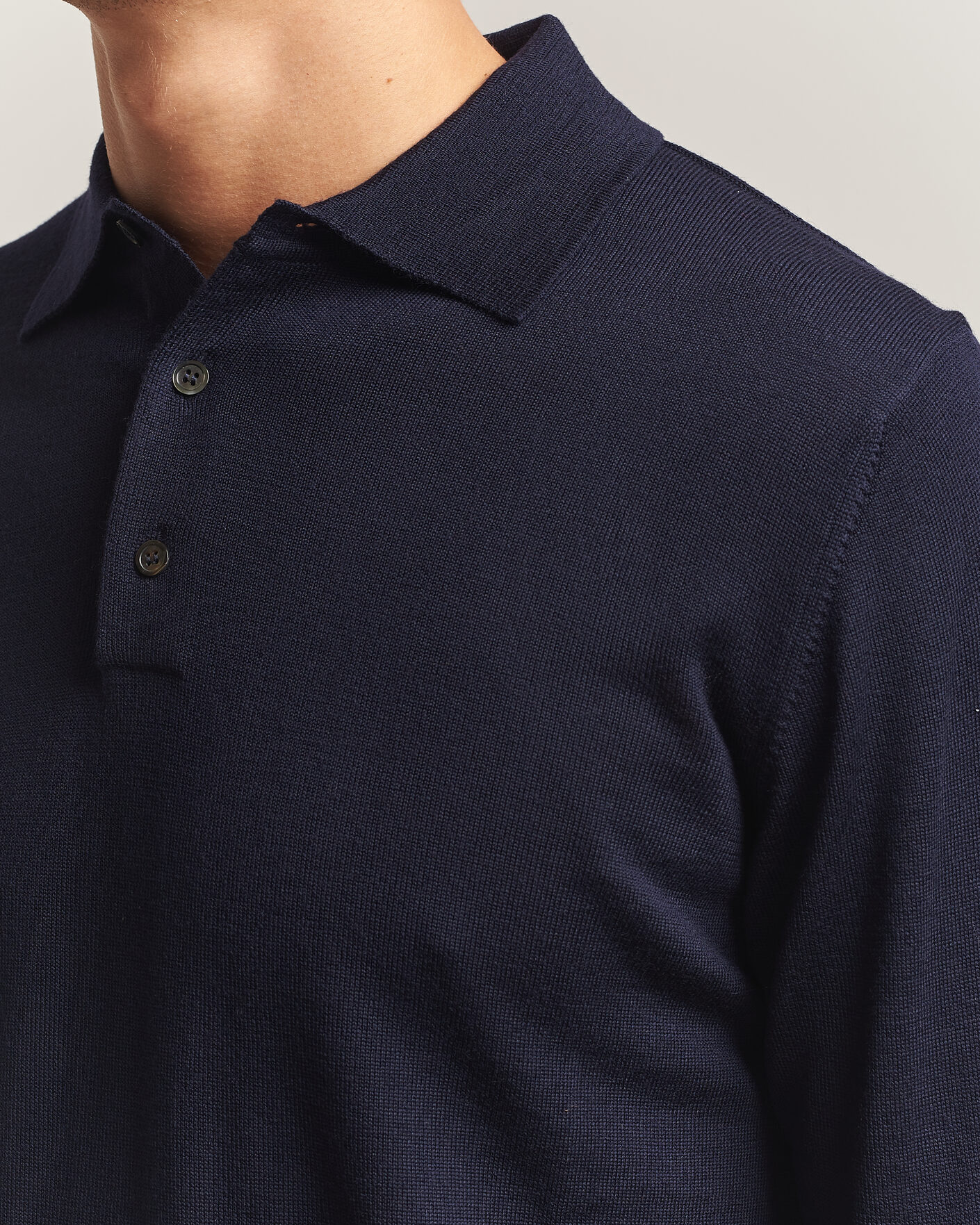 Uomini | Maglieria | Morgano | Extra Fine Merino Wool Polo Navy