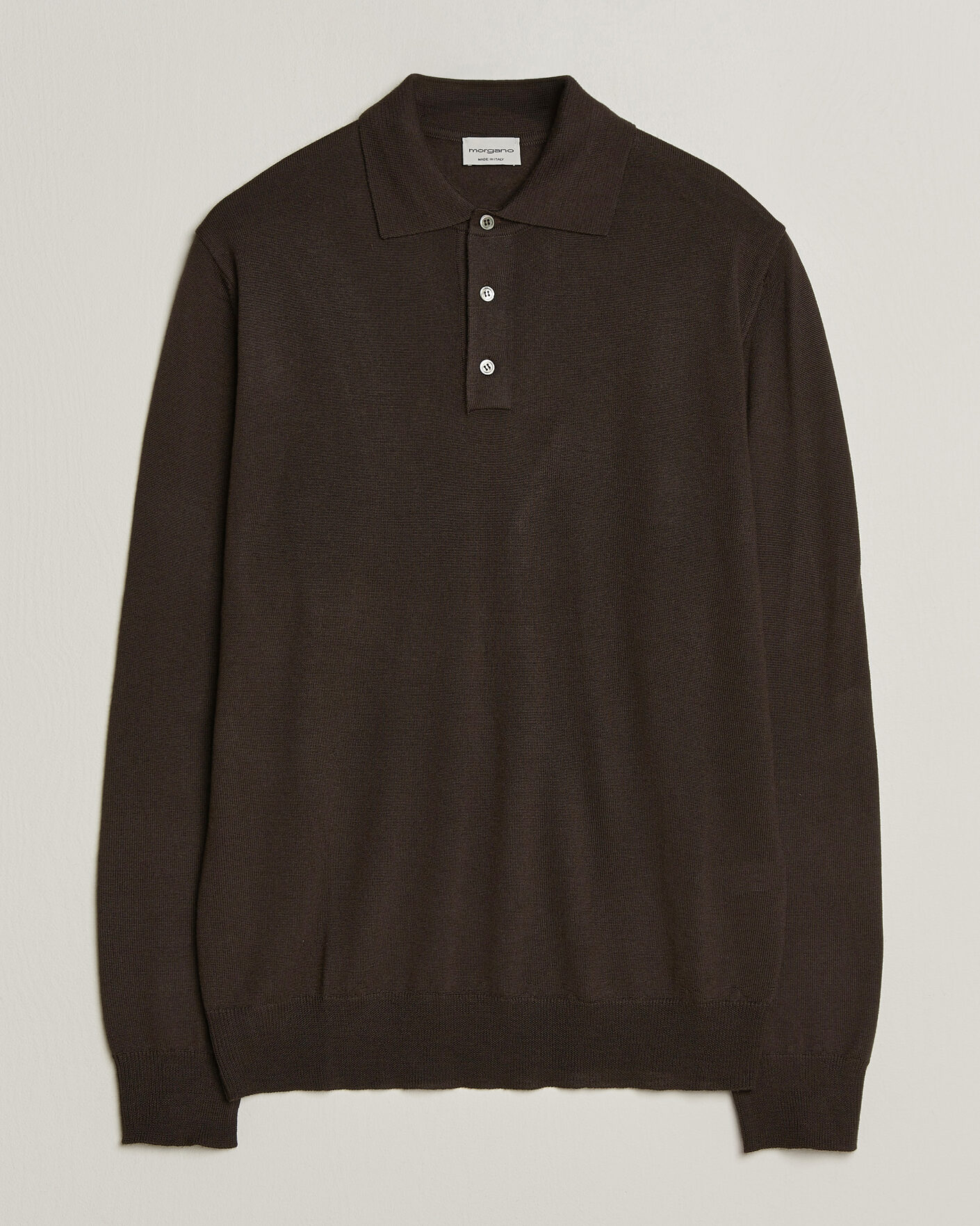Uomini | Maglieria | Morgano | Extra Fine Merino Wool Polo Dark Brown