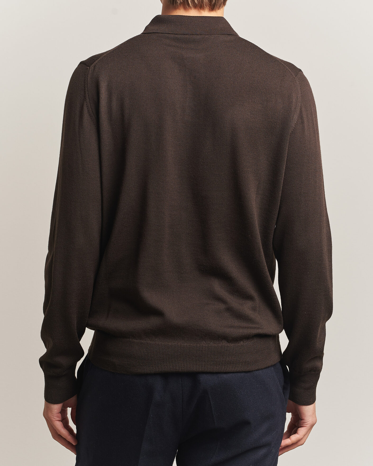 Uomini | Maglieria | Morgano | Extra Fine Merino Wool Polo Dark Brown