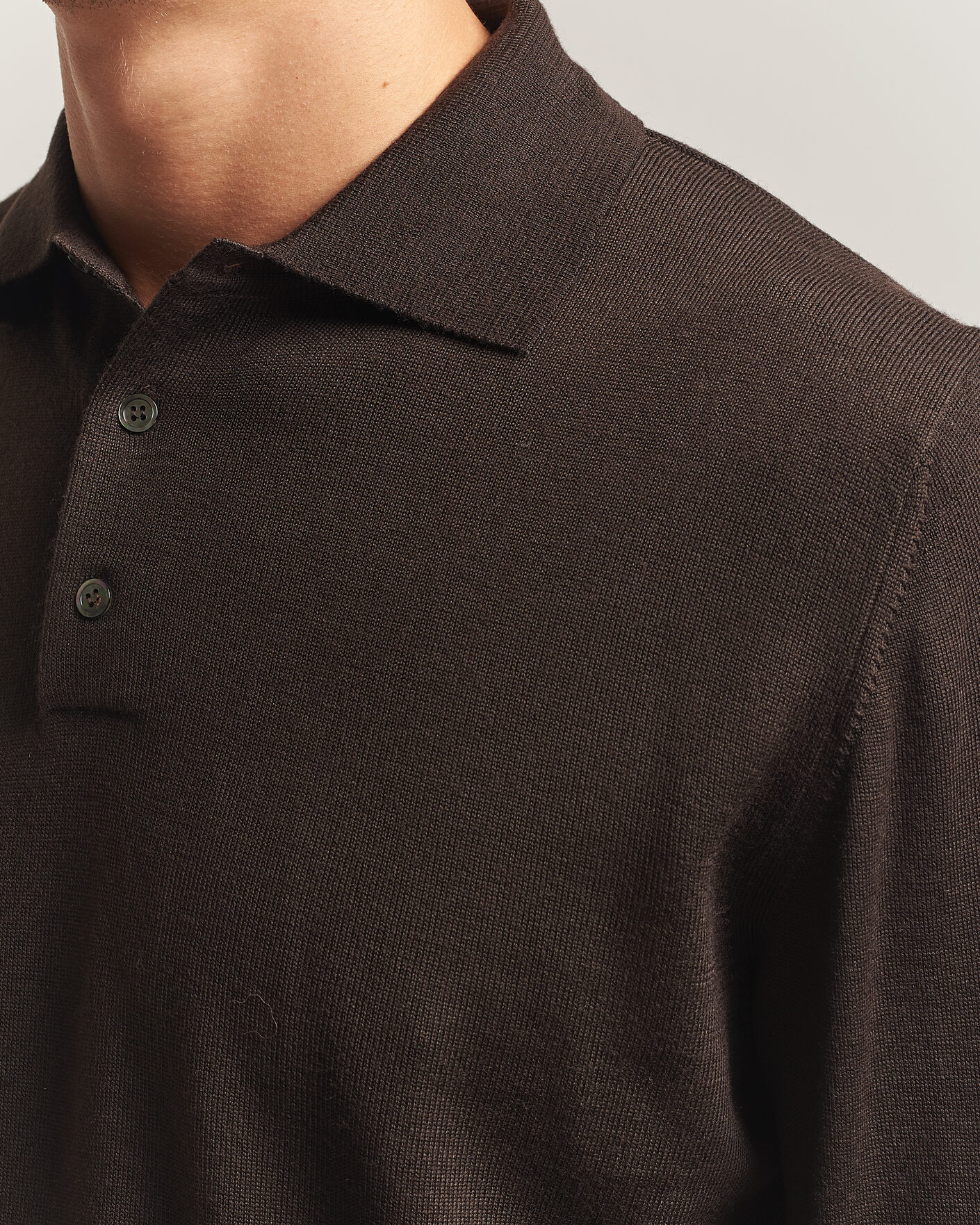 Uomini | Maglieria | Morgano | Extra Fine Merino Wool Polo Dark Brown