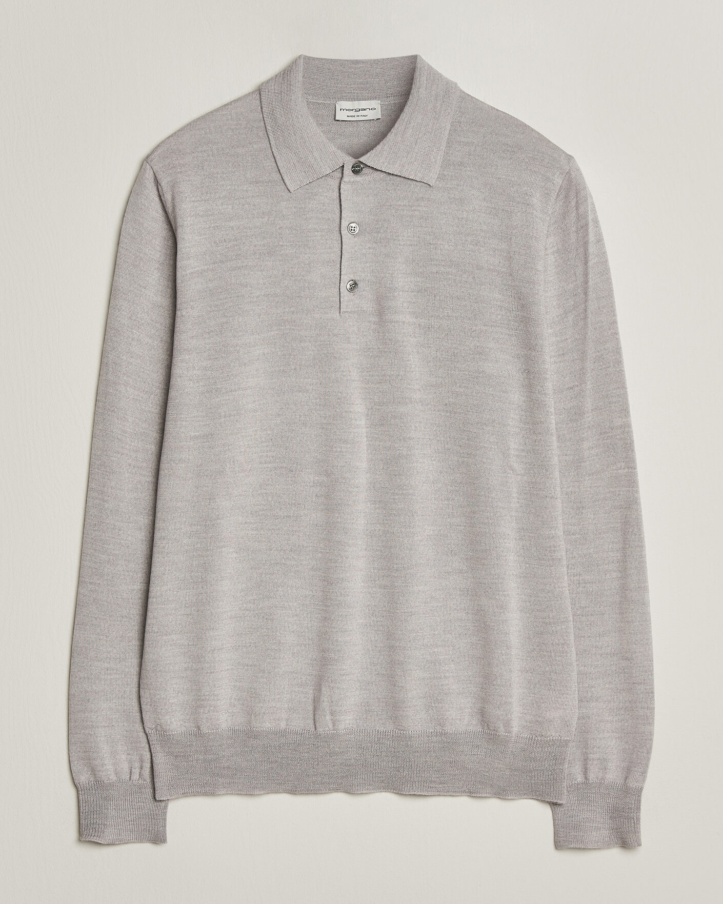 Uomini | Maglieria | Morgano | Extra Fine Merino Wool Polo Light Grey