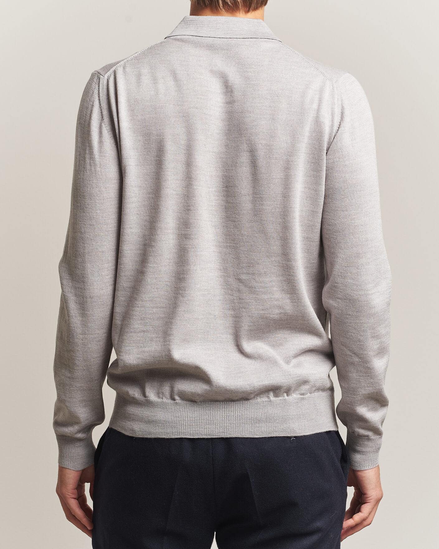 Uomini | Maglieria | Morgano | Extra Fine Merino Wool Polo Light Grey