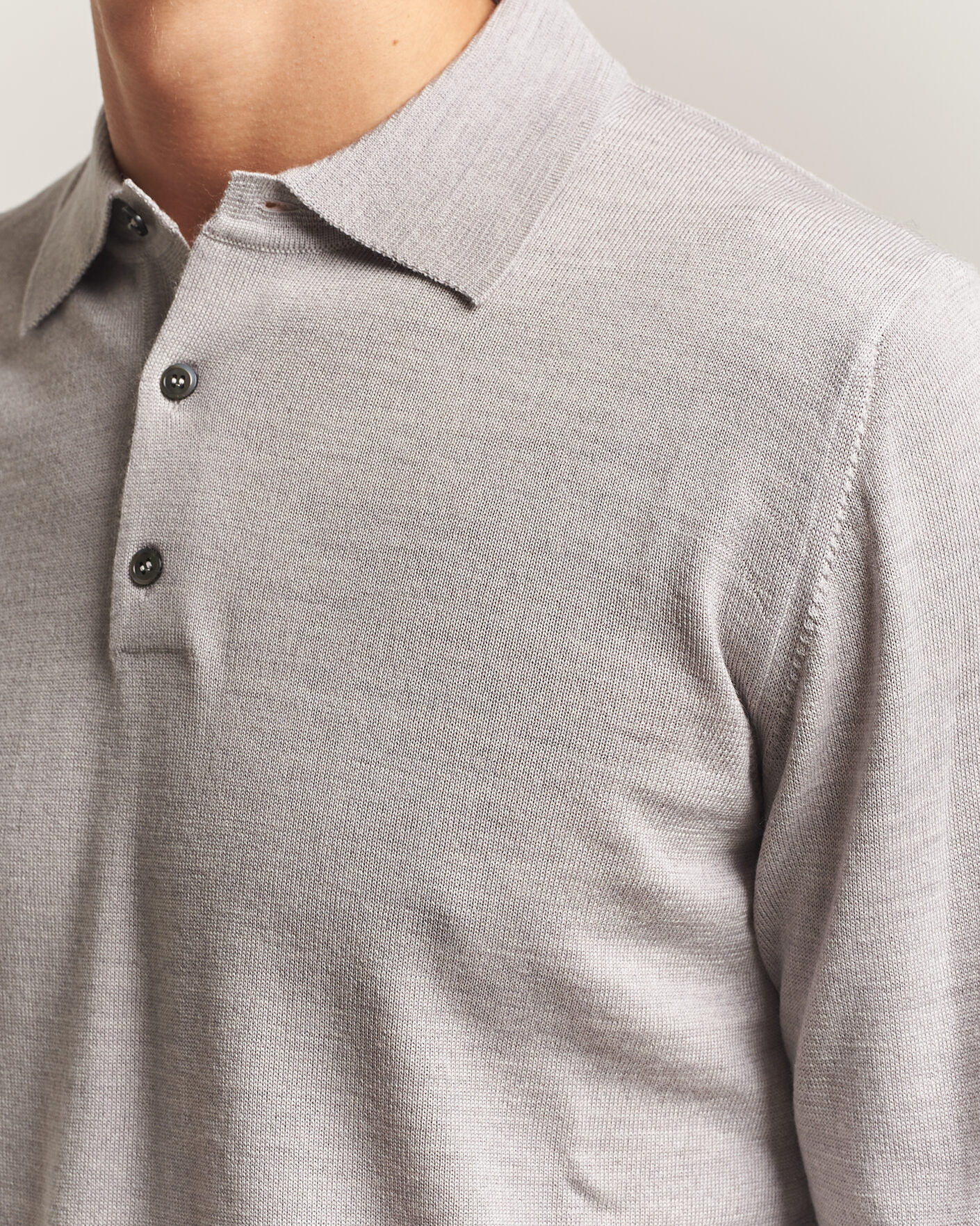Uomini | Maglieria | Morgano | Extra Fine Merino Wool Polo Light Grey