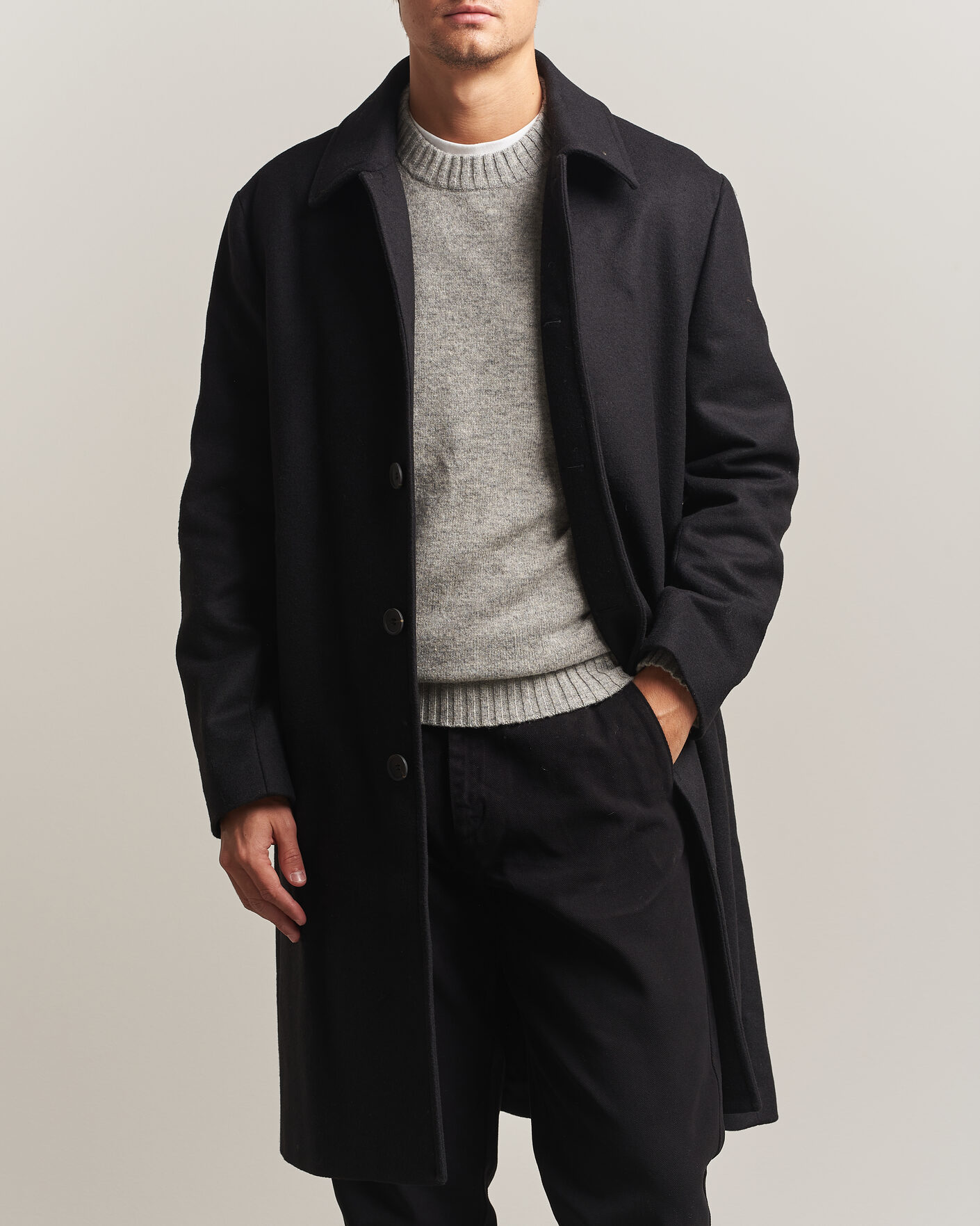 Uomini | Giacche | A Day's March | Shamrock Wool Car Coat Black