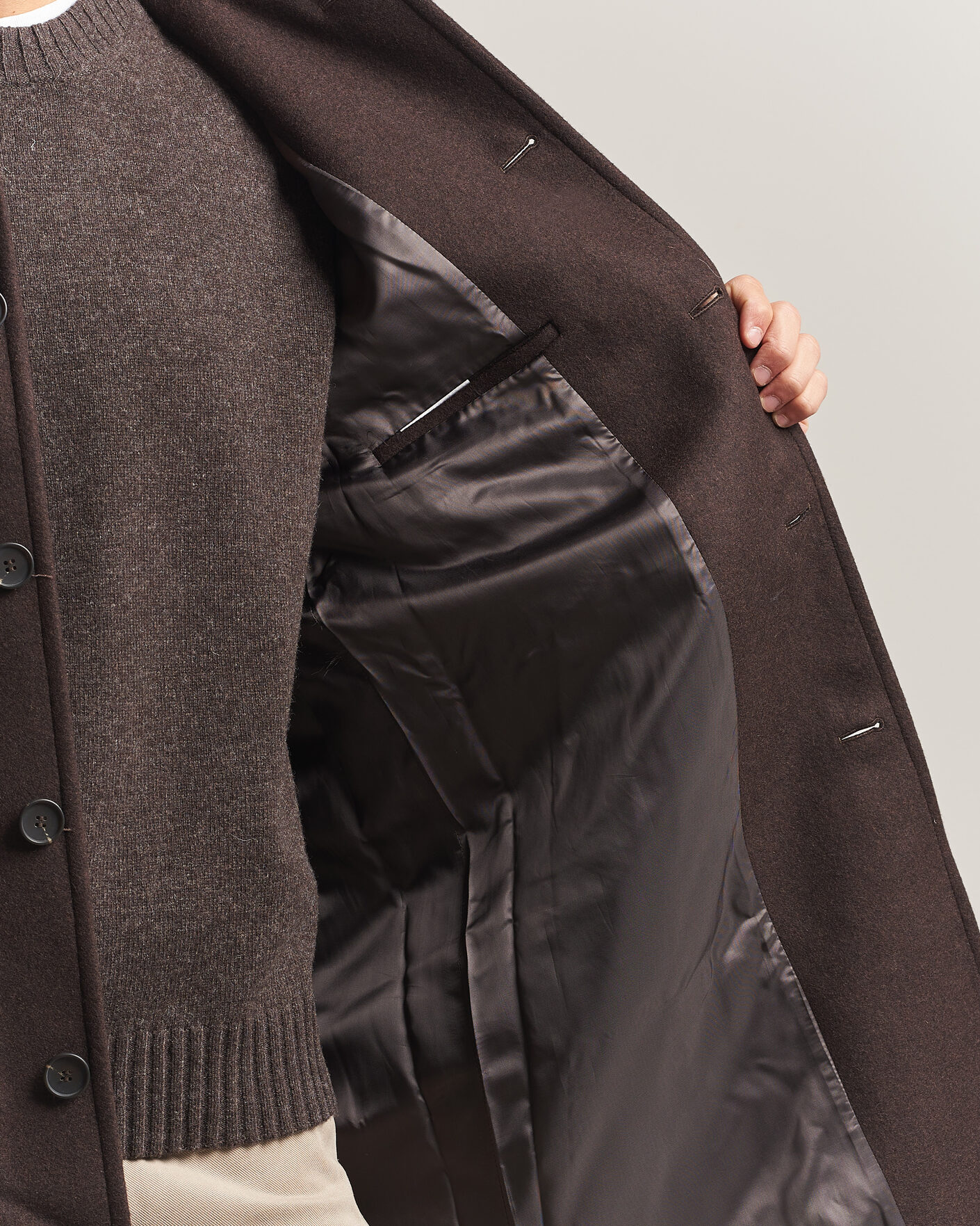 Uomini | Giacche | A Day's March | Shamrock Wool Car Coat Dark Brown