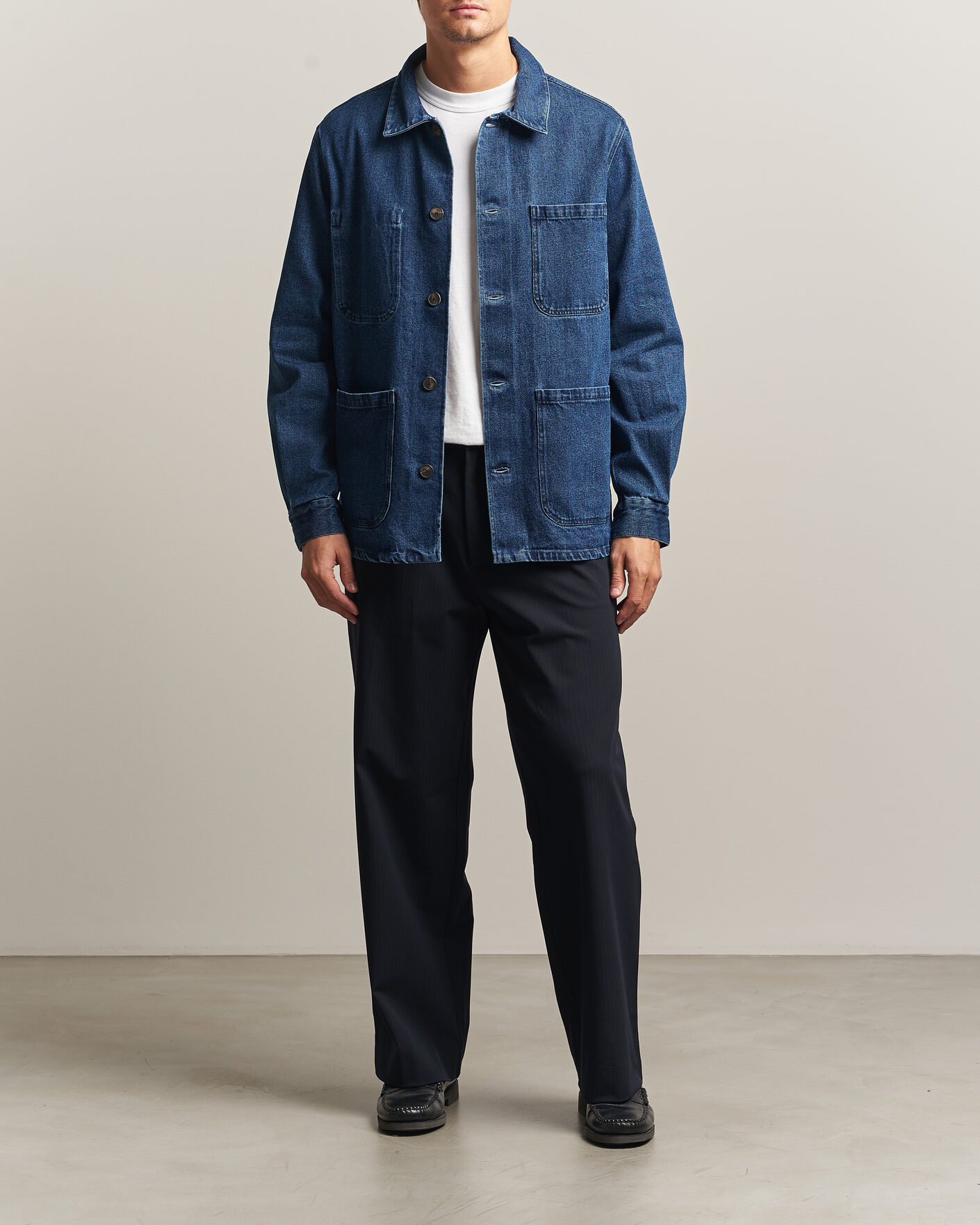 Uomini | Camicie | A Day's March | Algot Denim Overshirt Dark Blue Wash