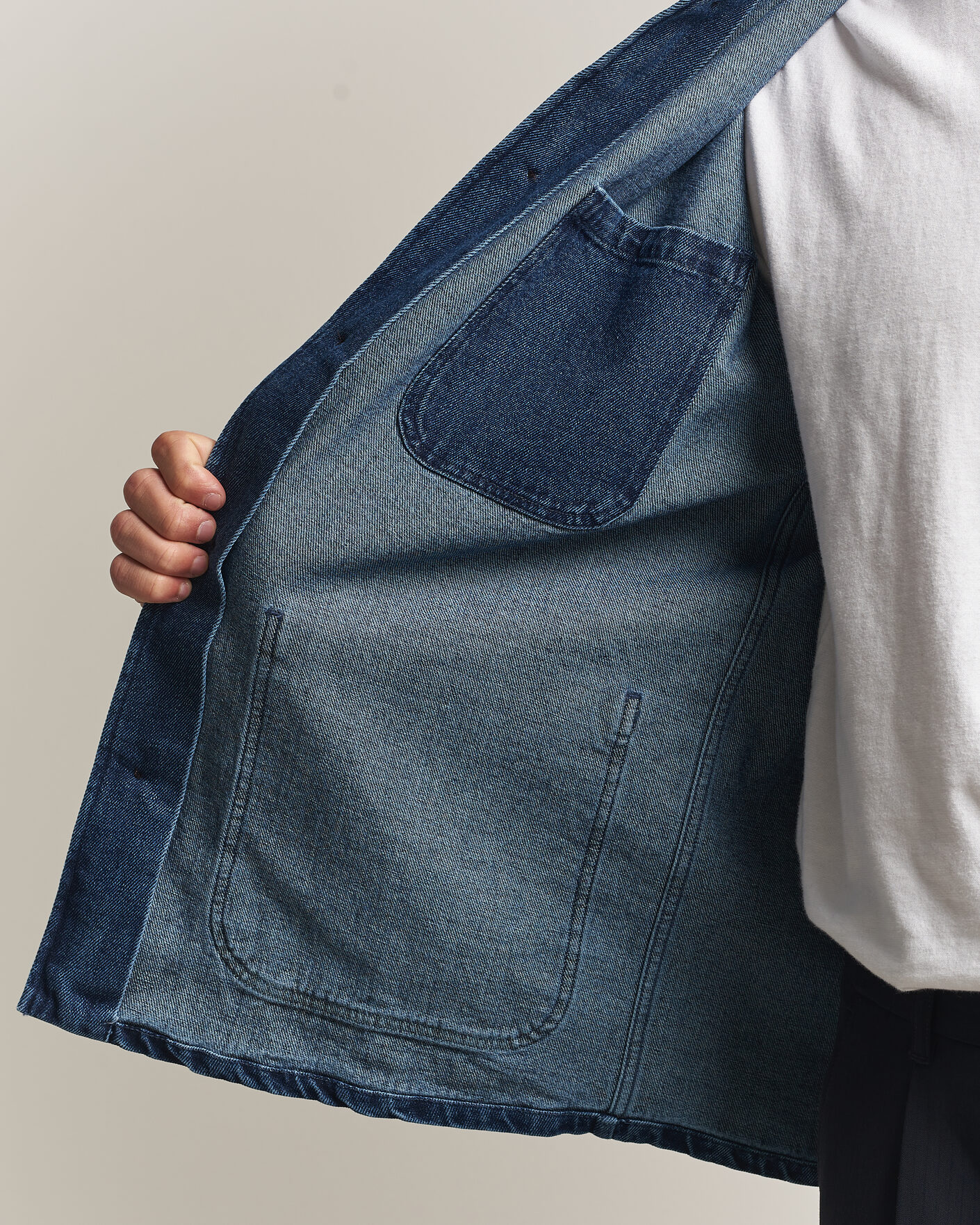 Uomini | Camicie | A Day's March | Algot Denim Overshirt Dark Blue Wash