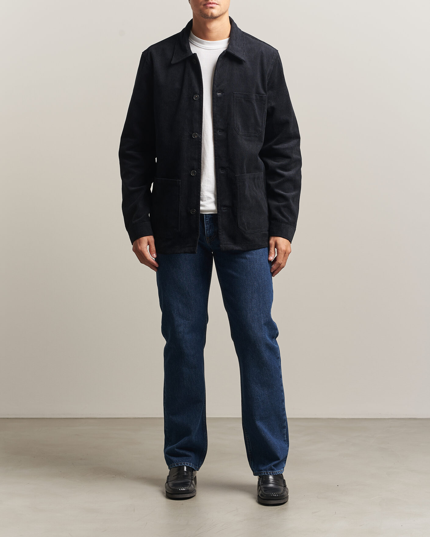 Uomini | Camicie | A Day's March | Original Corduroy Overshirt Black