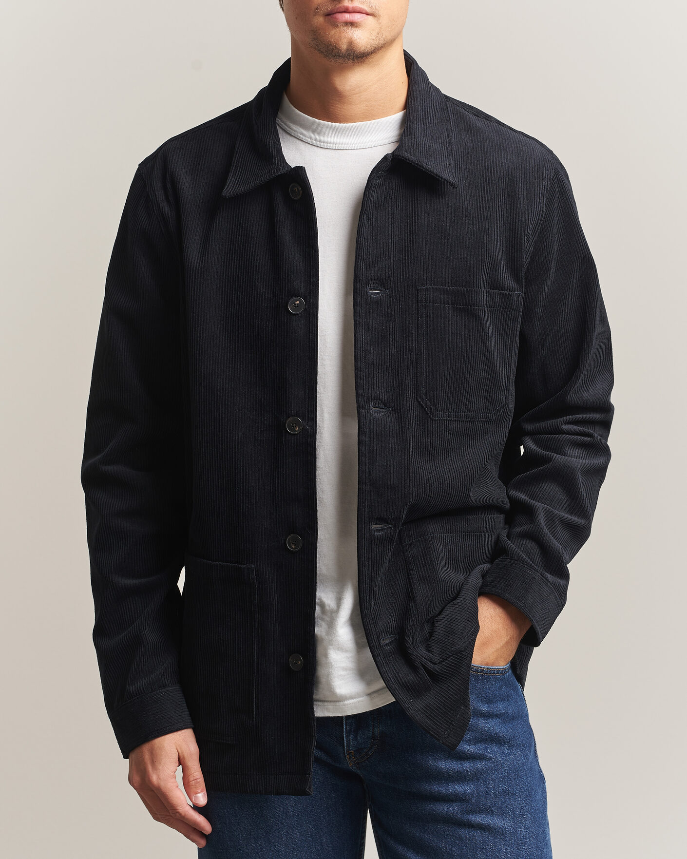 Uomini | Camicie | A Day's March | Original Corduroy Overshirt Black