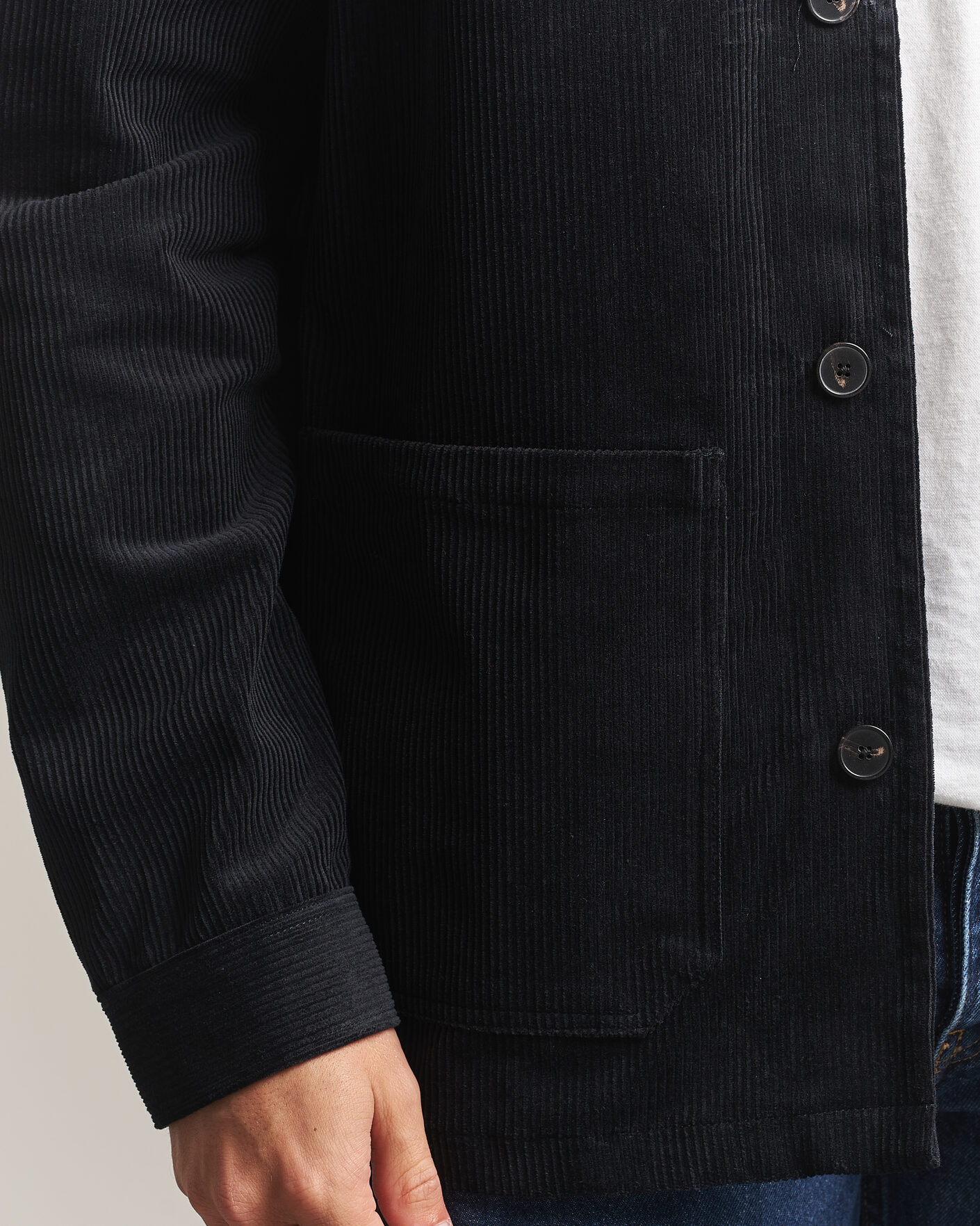 Uomini | Camicie | A Day's March | Original Corduroy Overshirt Black