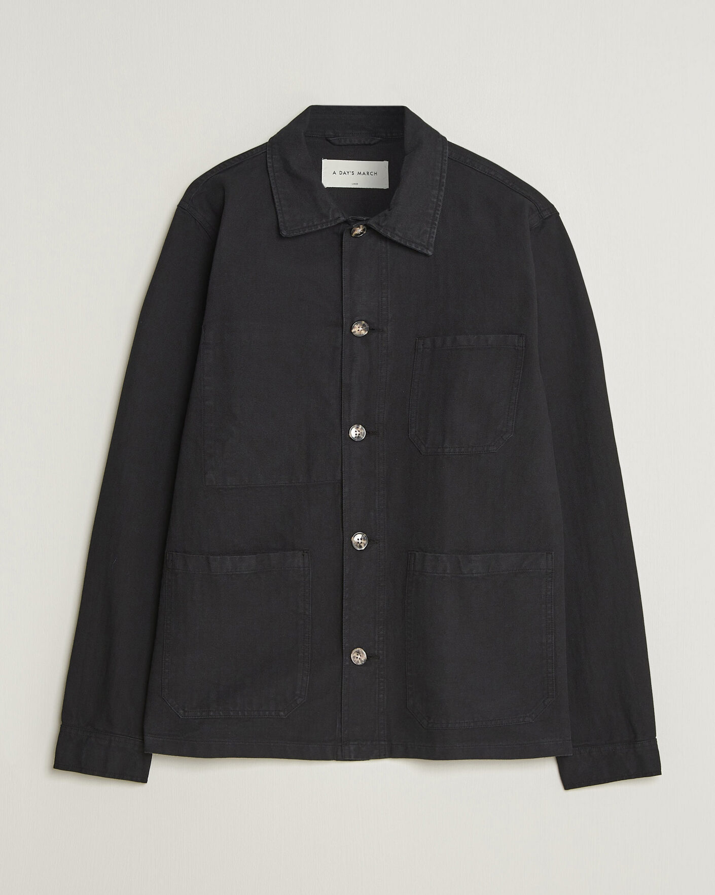 Uomini | Camicie | A Day's March | Original Herringbone Overshirt Black