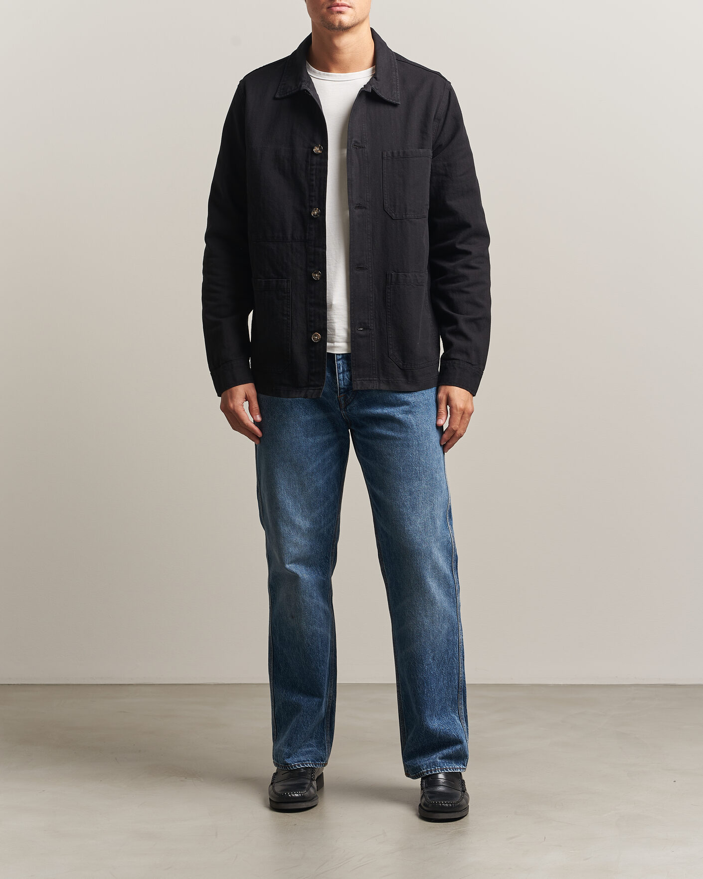 Uomini | Camicie | A Day's March | Original Herringbone Overshirt Black