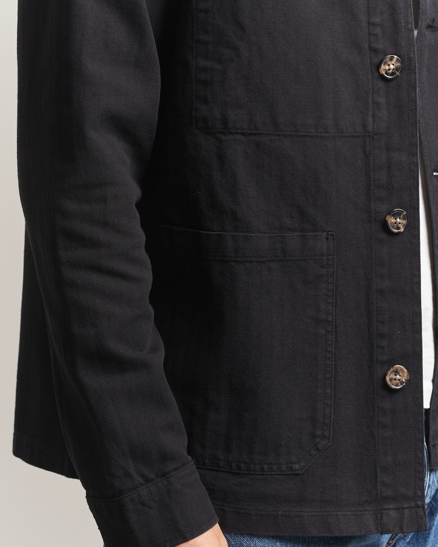 Uomini | Camicie | A Day's March | Original Herringbone Overshirt Black