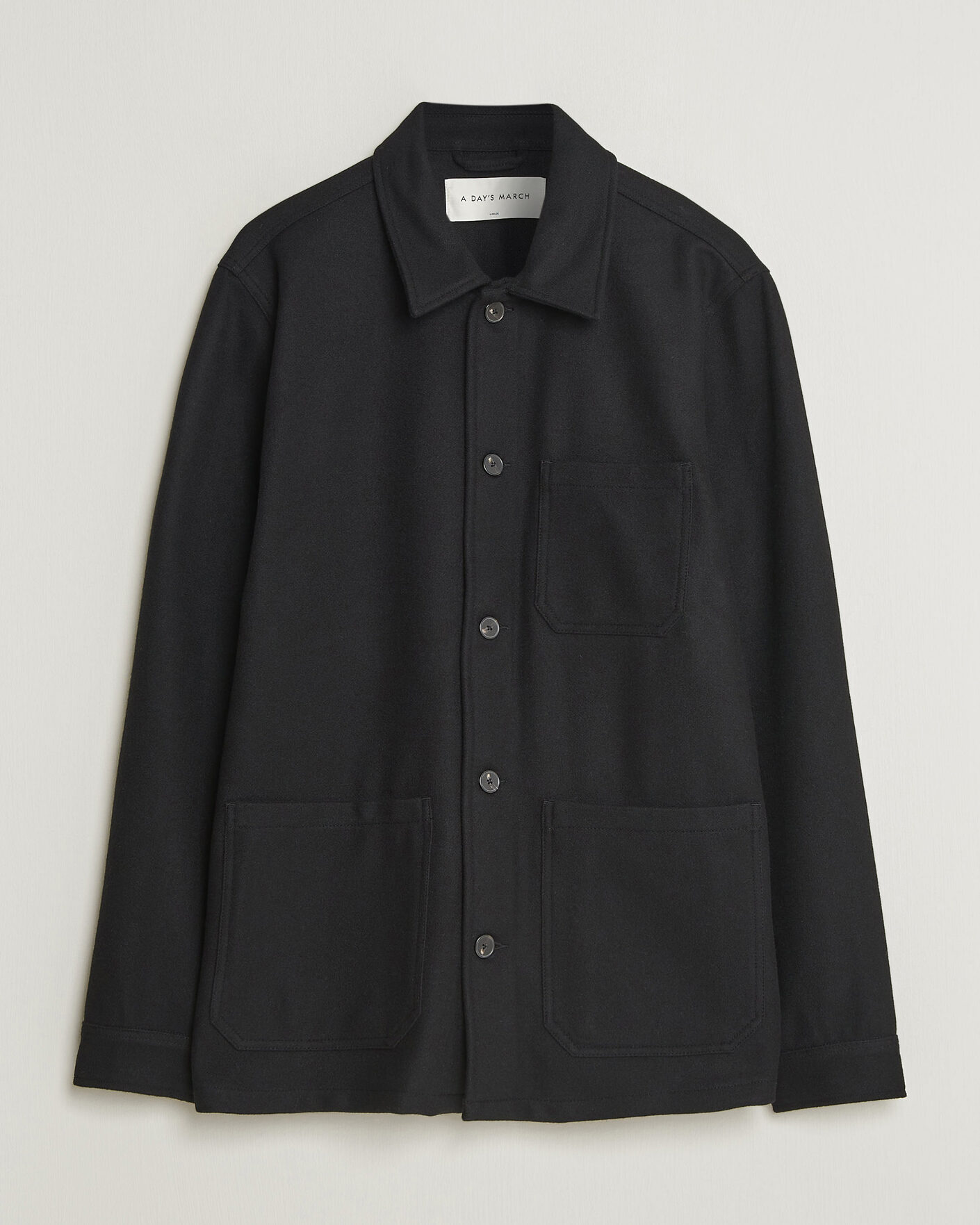Uomini | Camicie | A Day's March | Original Wool Overshirt Black
