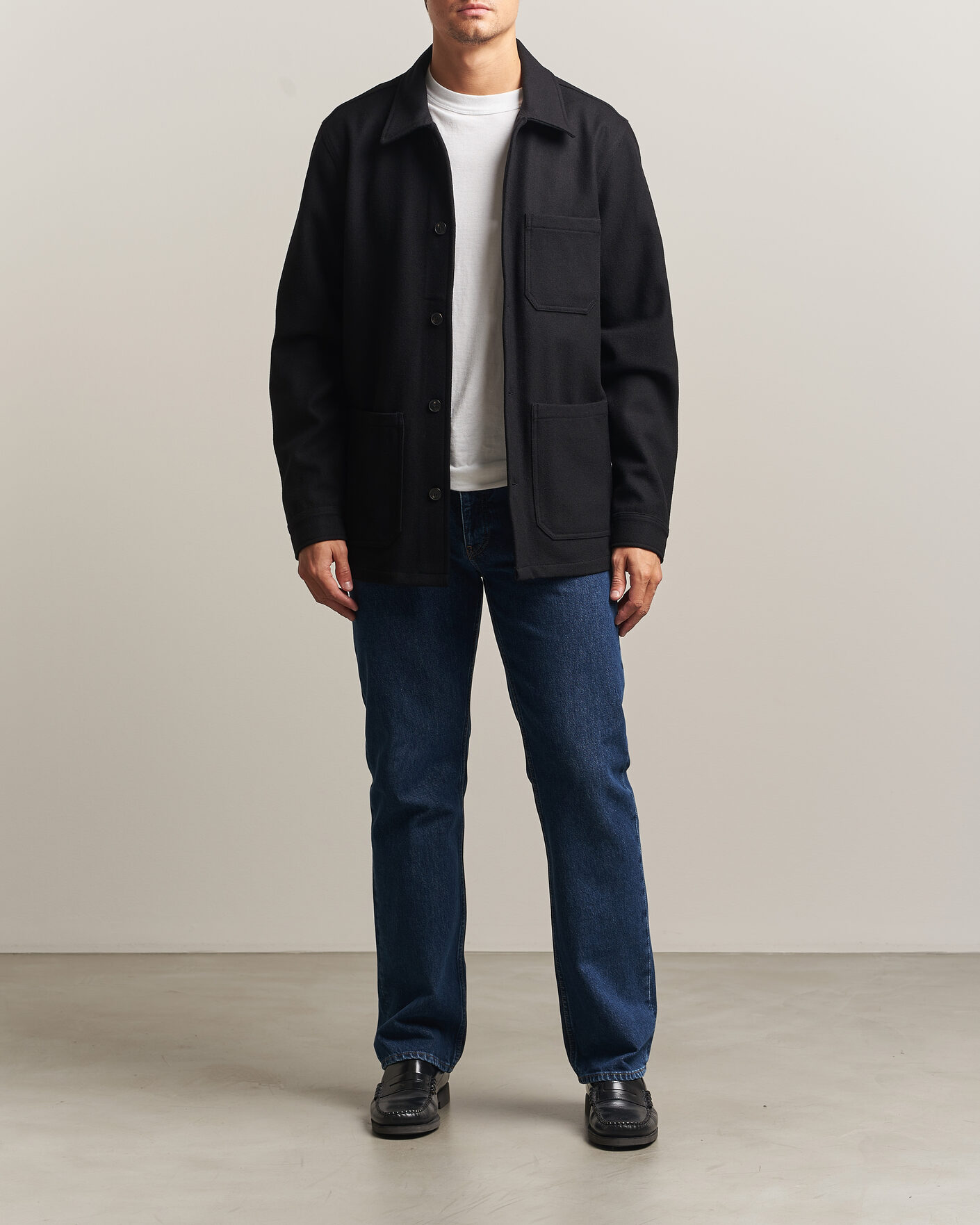 Uomini | Camicie | A Day's March | Original Wool Overshirt Black