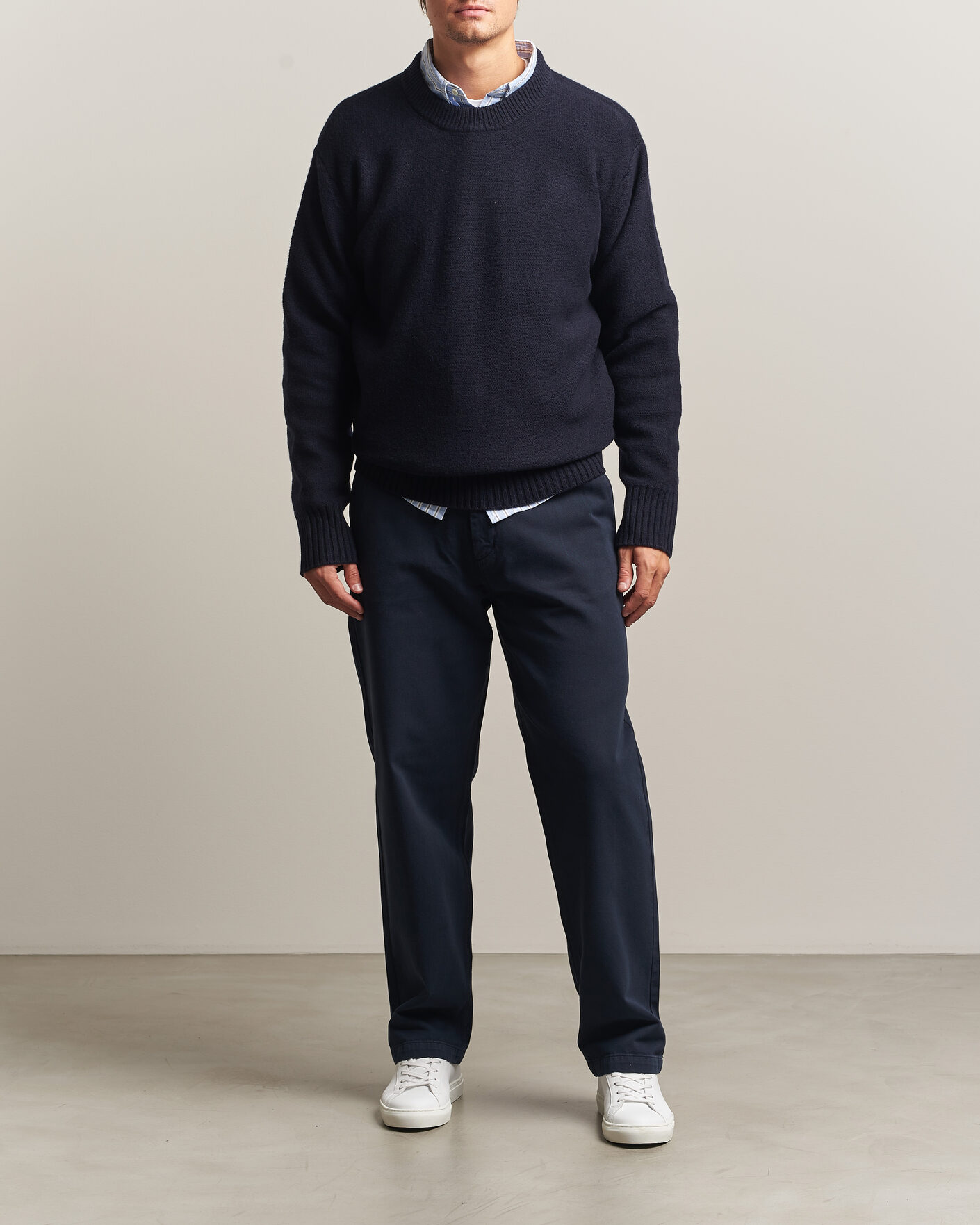 Uomini | Maglieria | A Day's March | Tietar Boiled Merino Sweater Navy
