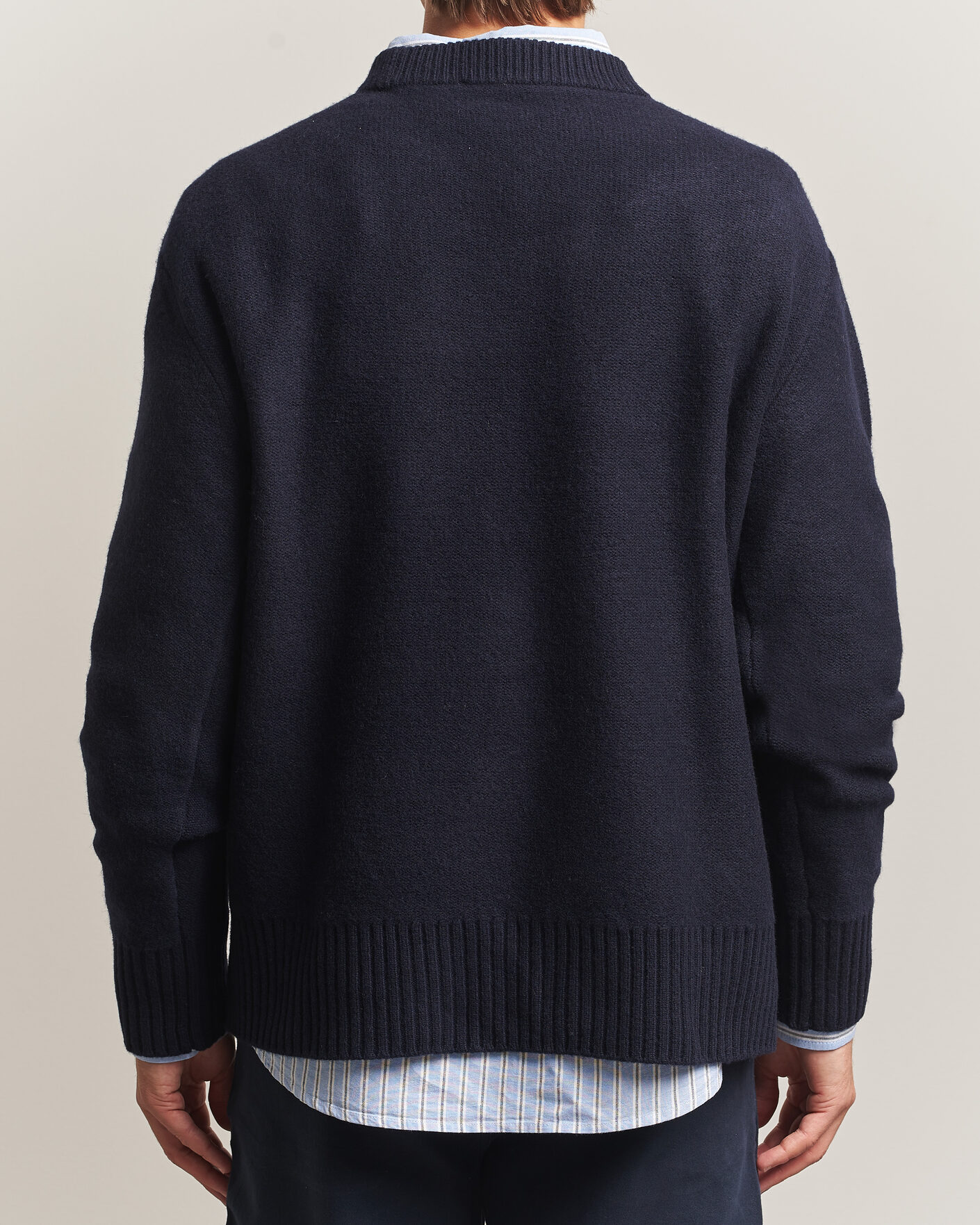 Uomini | Maglieria | A Day's March | Tietar Boiled Merino Sweater Navy