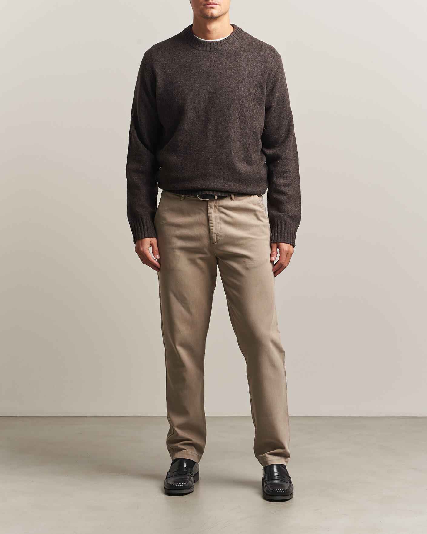 Uomini | Maglieria | A Day's March | Marlow Lambswool Sweater Dark Brown