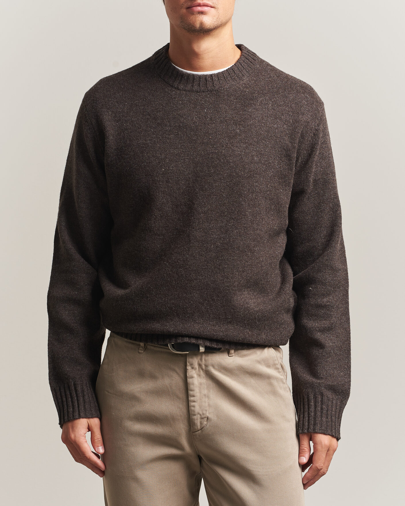 Uomini | Maglieria | A Day's March | Marlow Lambswool Sweater Dark Brown