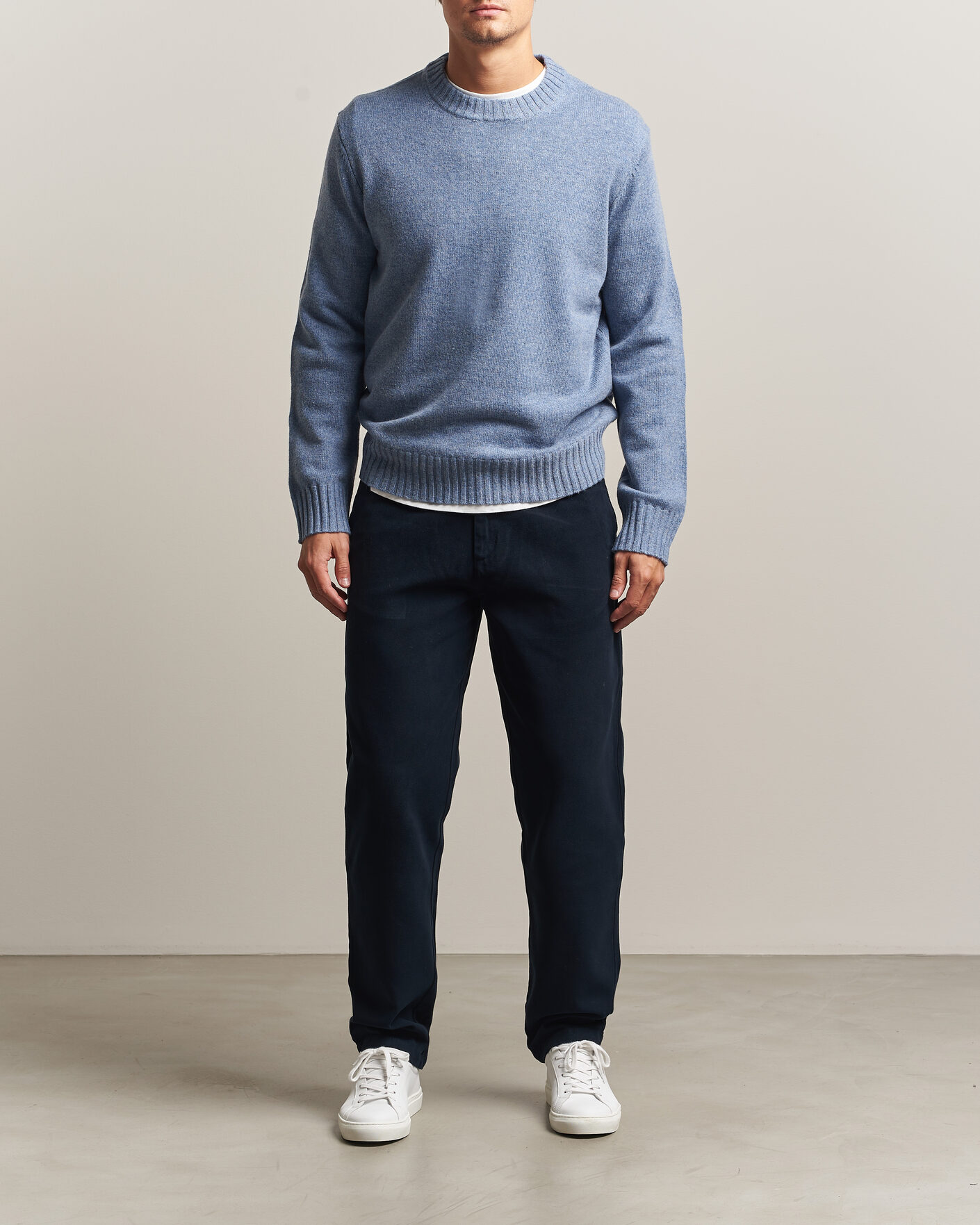 Uomini | Maglieria | A Day's March | Marlow Lambswool Sweater Misty Blue