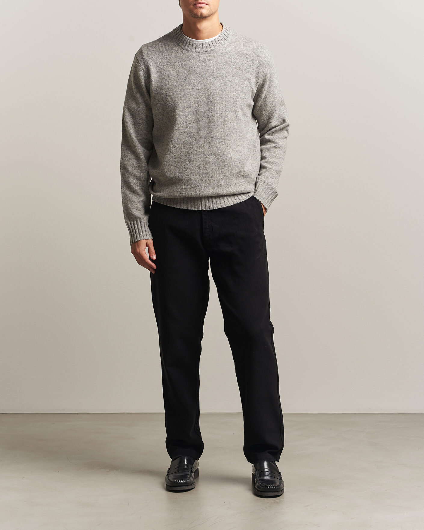 Uomini | Maglieria | A Day's March | Marlow Lambswool Sweater Grey Melange