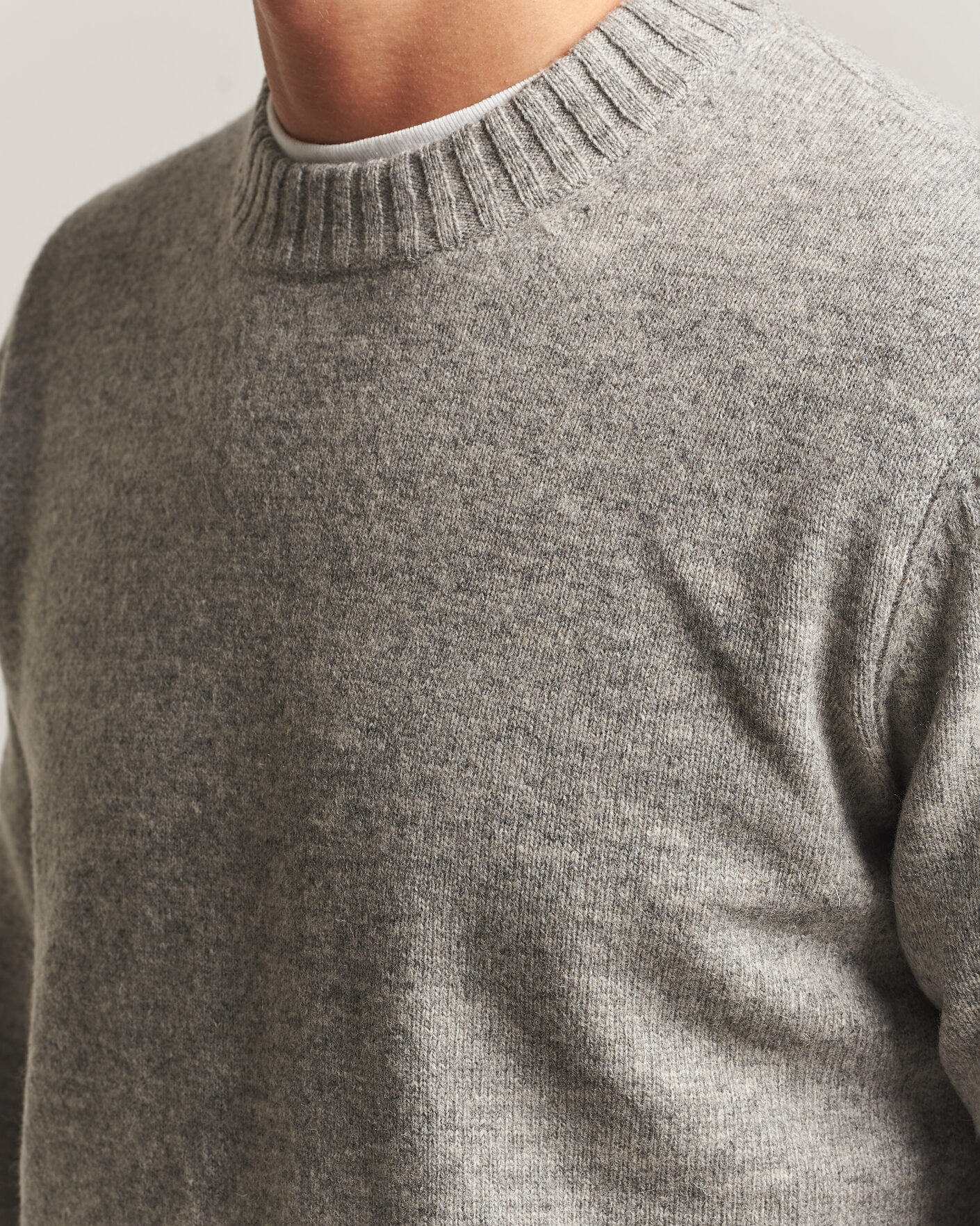 Uomini | Maglieria | A Day's March | Marlow Lambswool Sweater Grey Melange