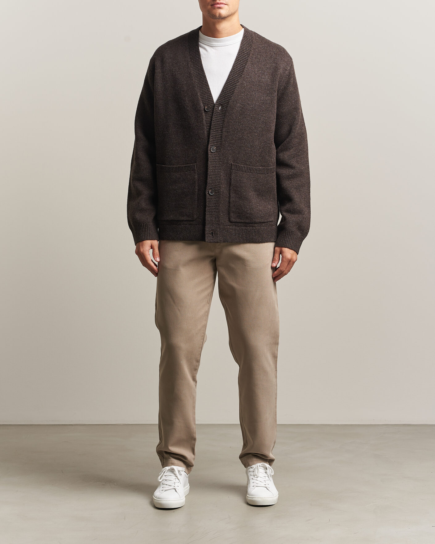 Uomini | Maglieria | A Day's March | Jarrow Lambswool Cardigan Dark Brown