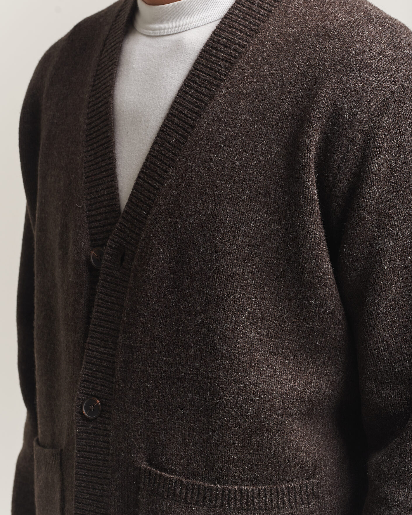 Uomini | Maglieria | A Day's March | Jarrow Lambswool Cardigan Dark Brown