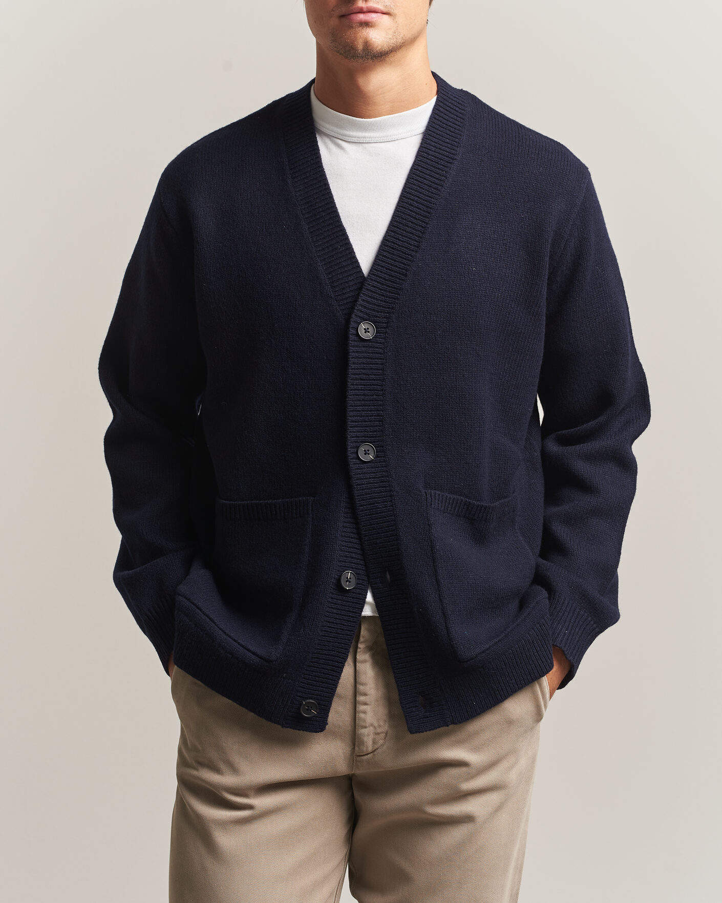 Uomini | Maglieria | A Day's March | Jarrow Lambswool Cardigan Navy