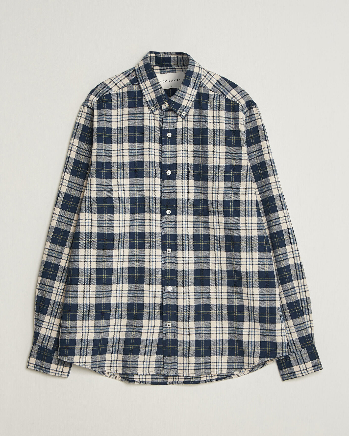 Uomini | Camicie | A Day's March | Classic Checked Flannel Shirt Navy/White